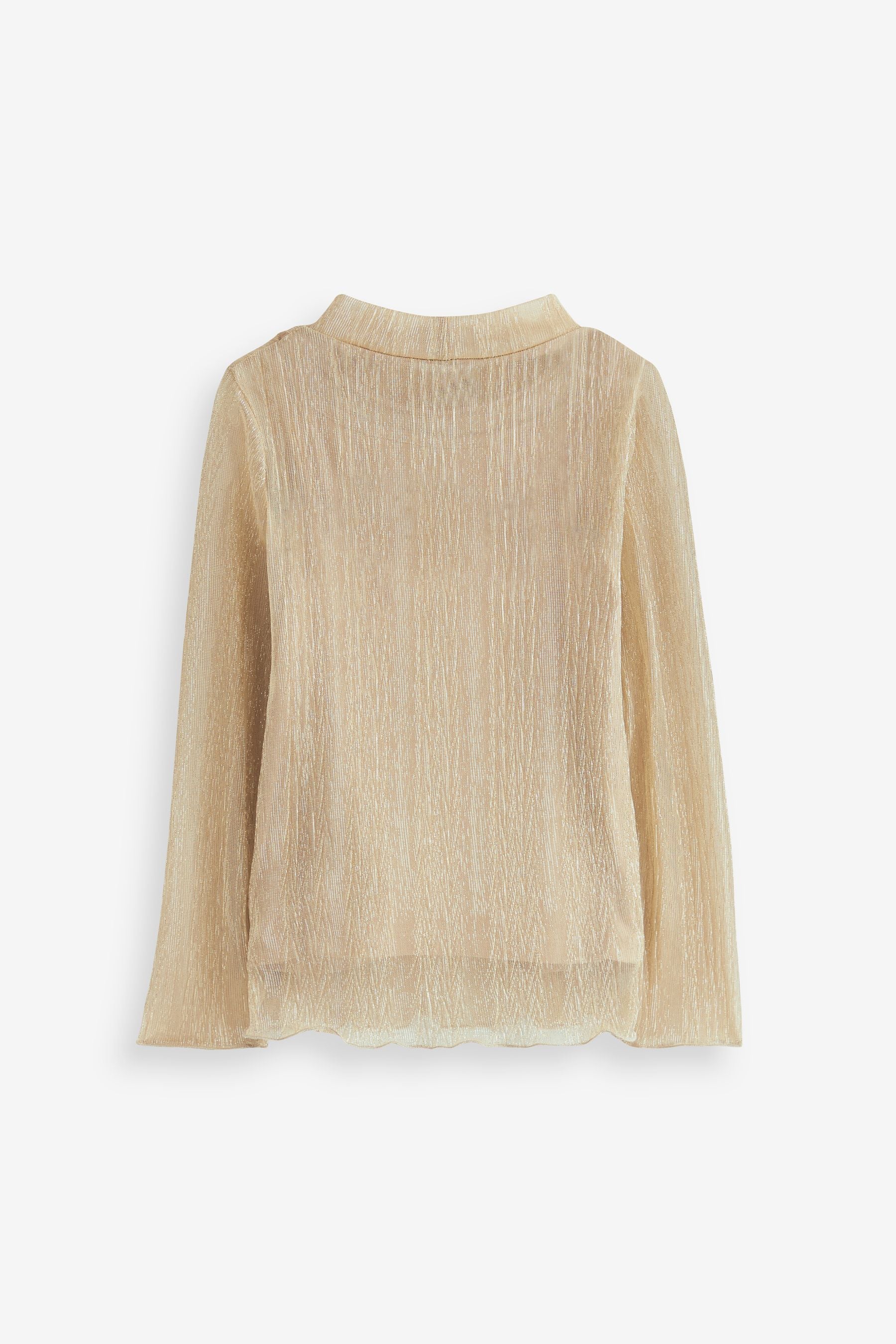 Gold High Neck Sparkle Mesh Top (3-16yrs)