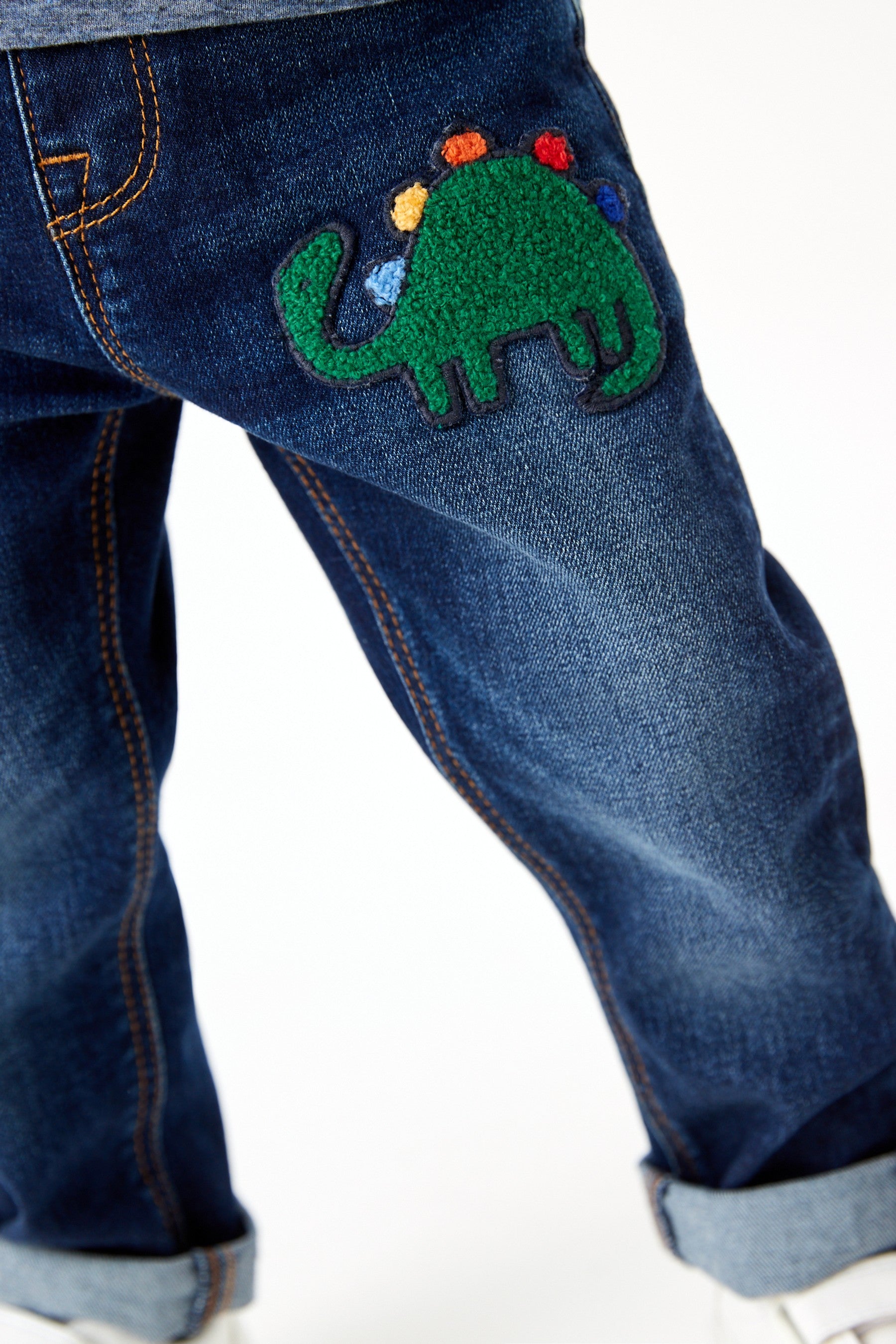 Indigo Blue Dinosaur Slim Fit Five Pocket Jeans With Stretch (3mths-7yrs)