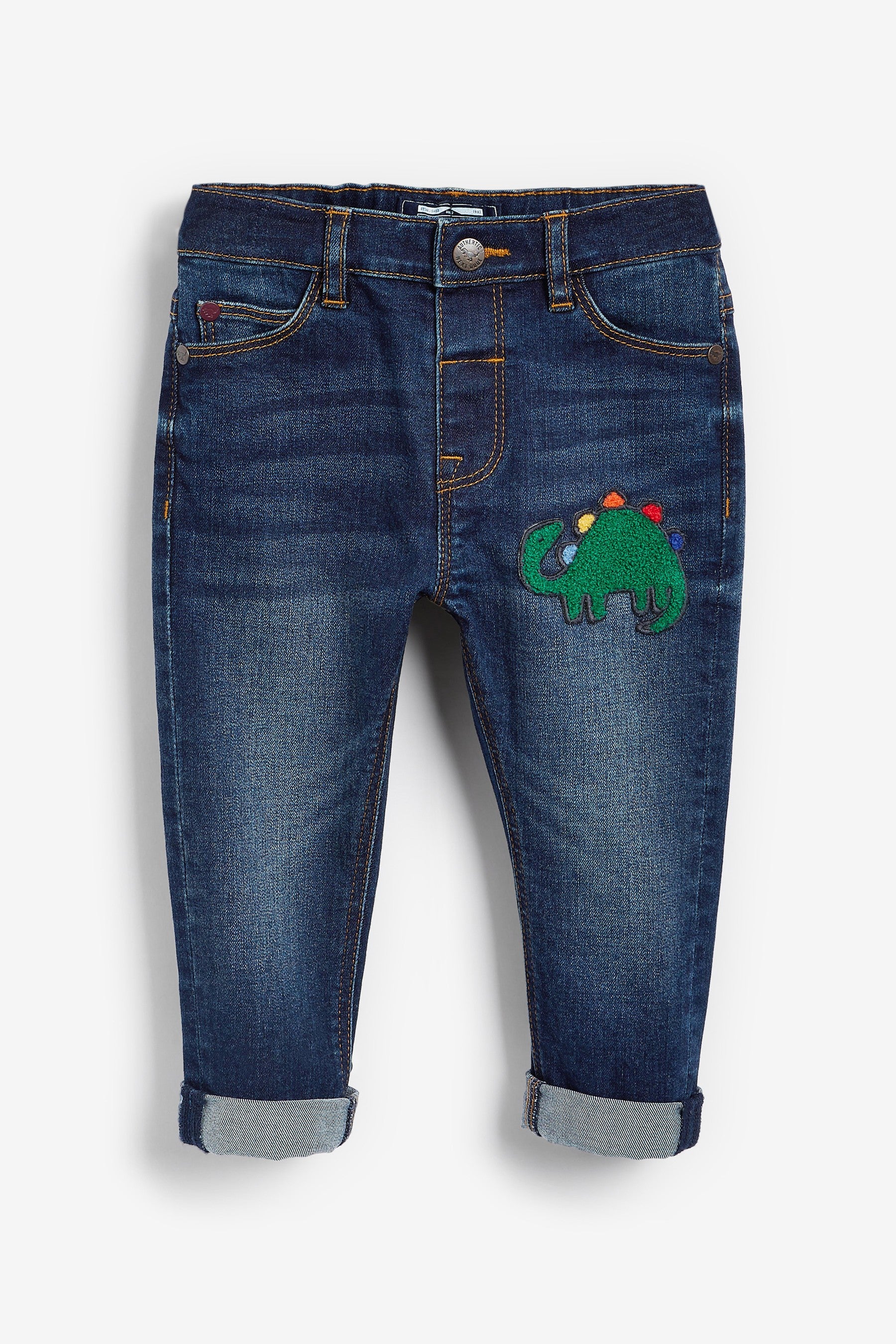 Indigo Blue Dinosaur Slim Fit Five Pocket Jeans With Stretch (3mths-7yrs)