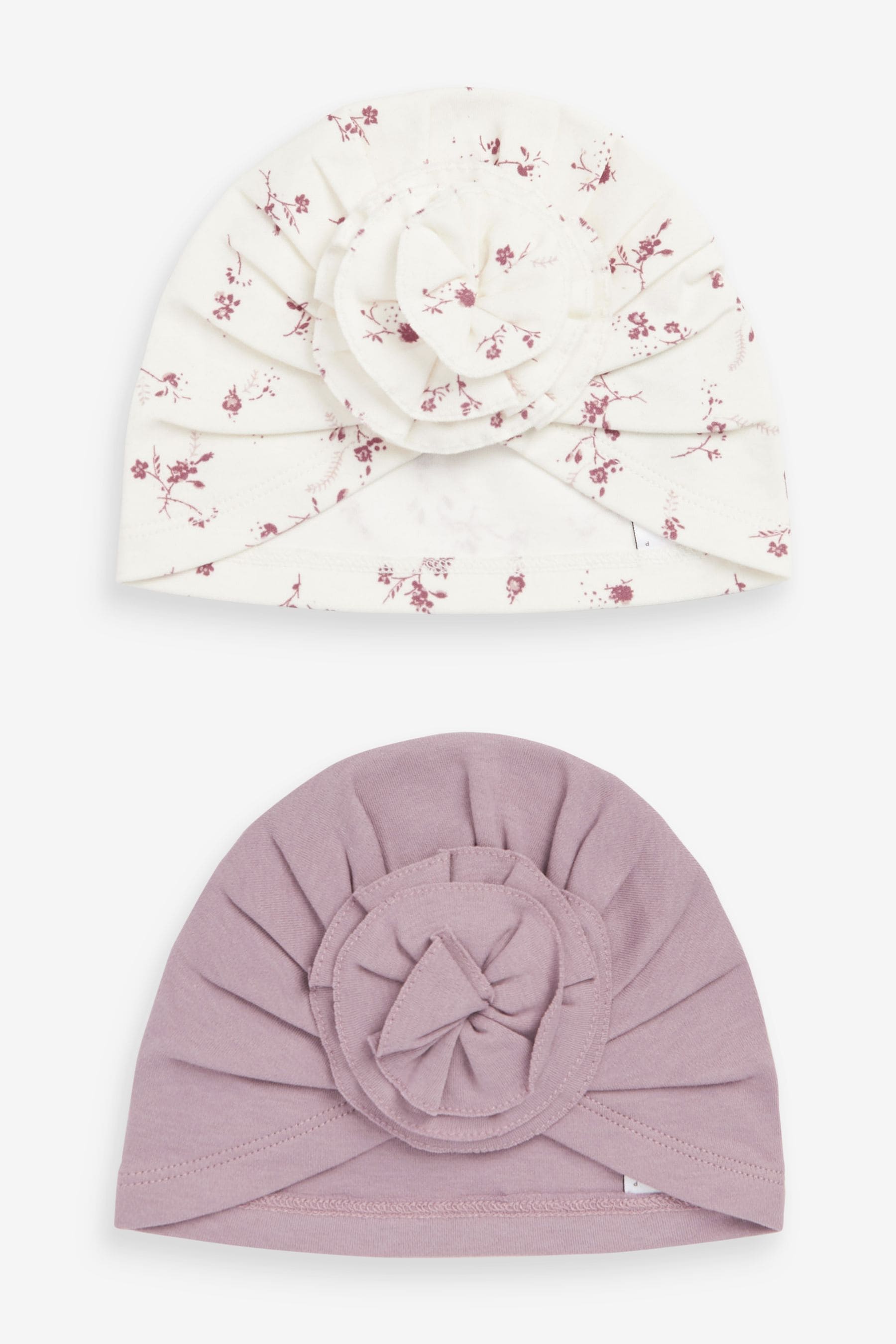 Lilac Purple Floral 2 Pack Baby Turbans (0-18mths)