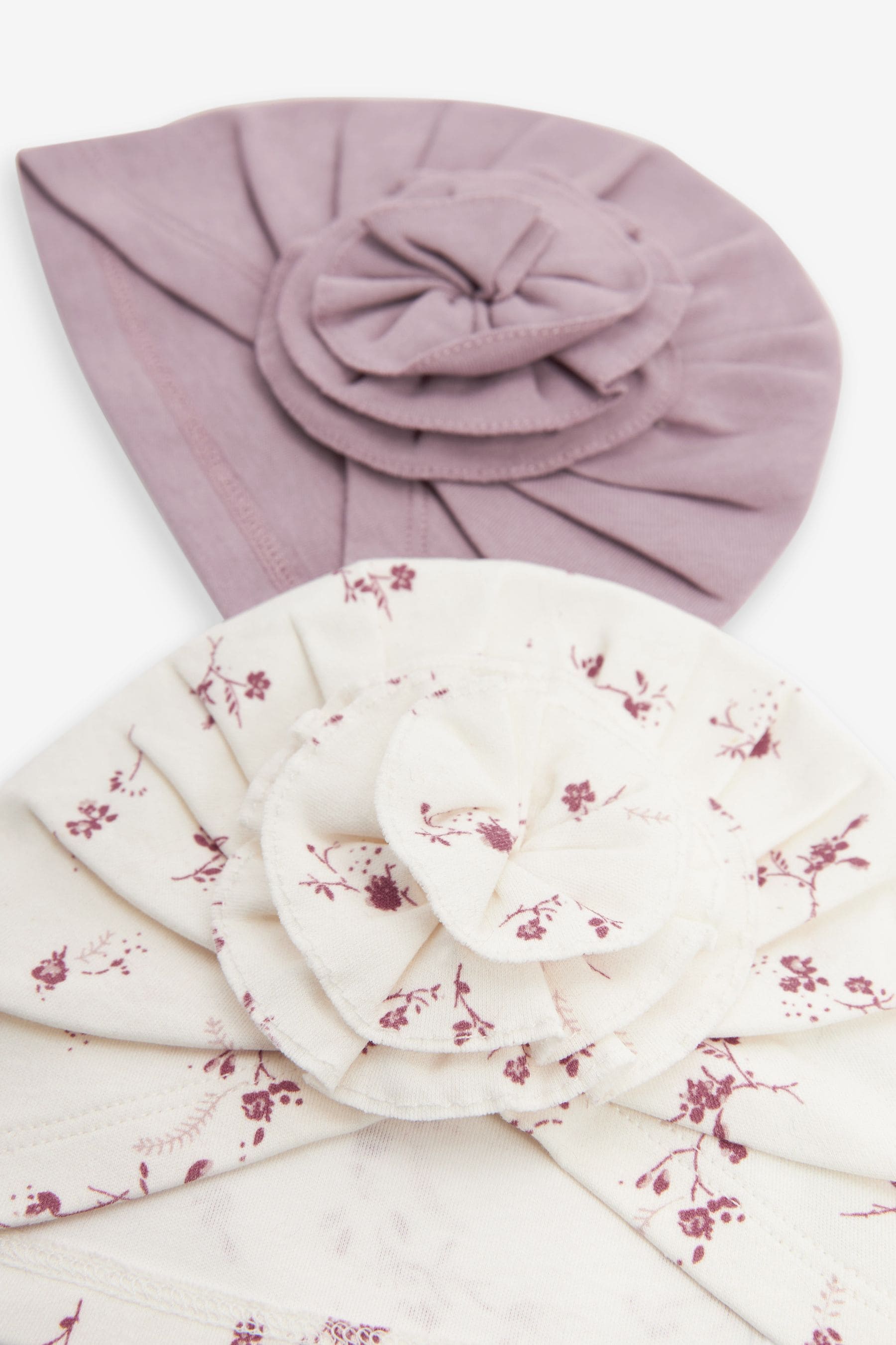 Lilac Purple Floral 2 Pack Baby Turbans (0-18mths)