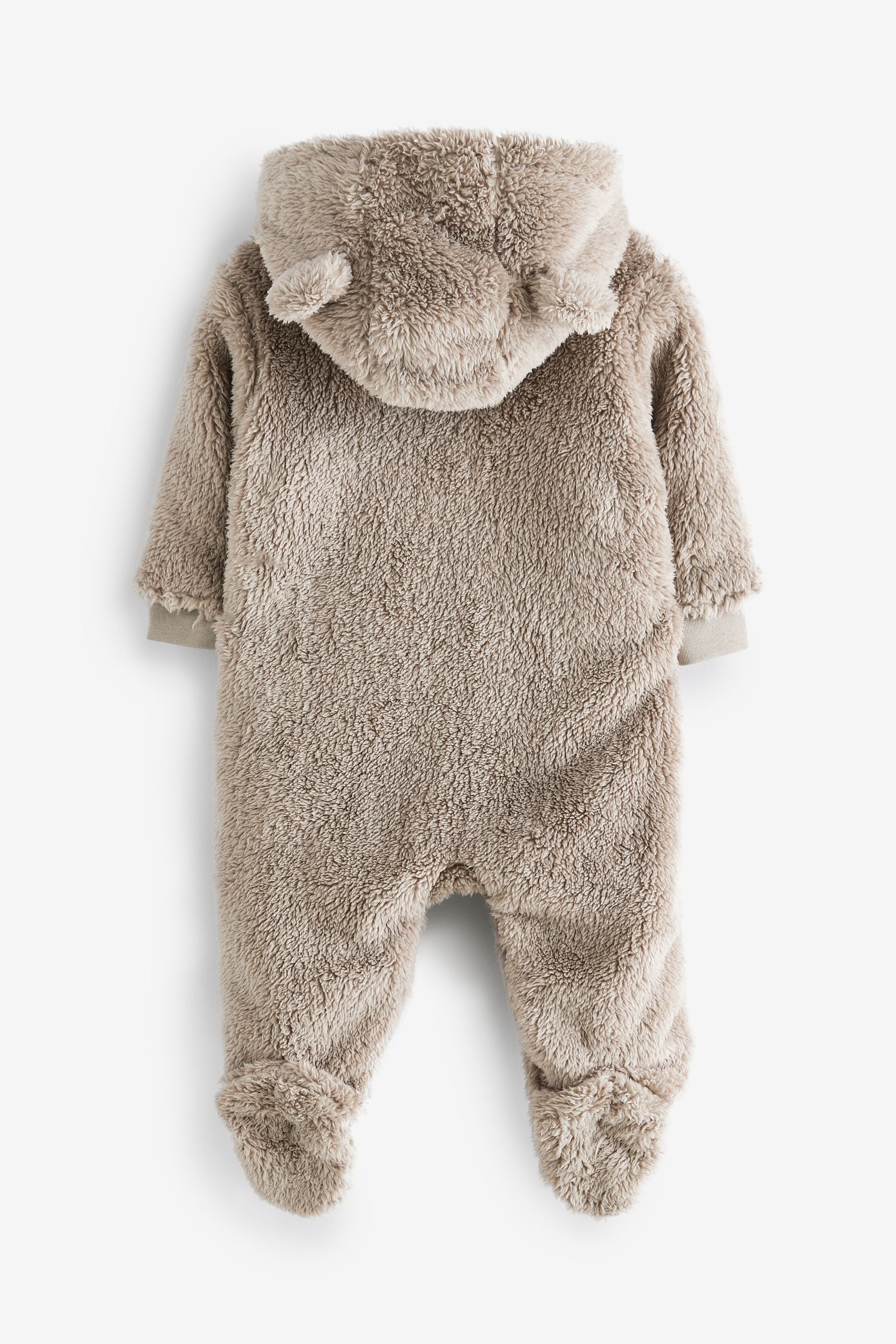 Mink Brown All-In-One Teddy Borg Fleece Baby Pramsuit