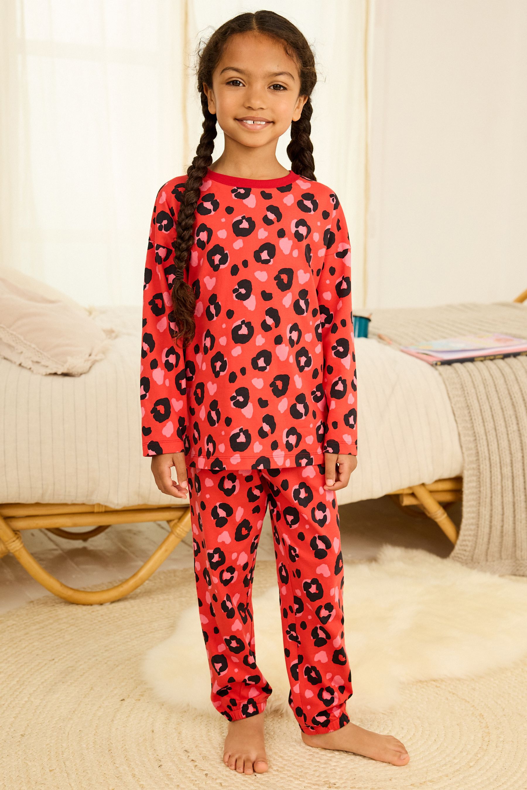 Red Animal Print Christmas Pyjamas (3-16yrs)