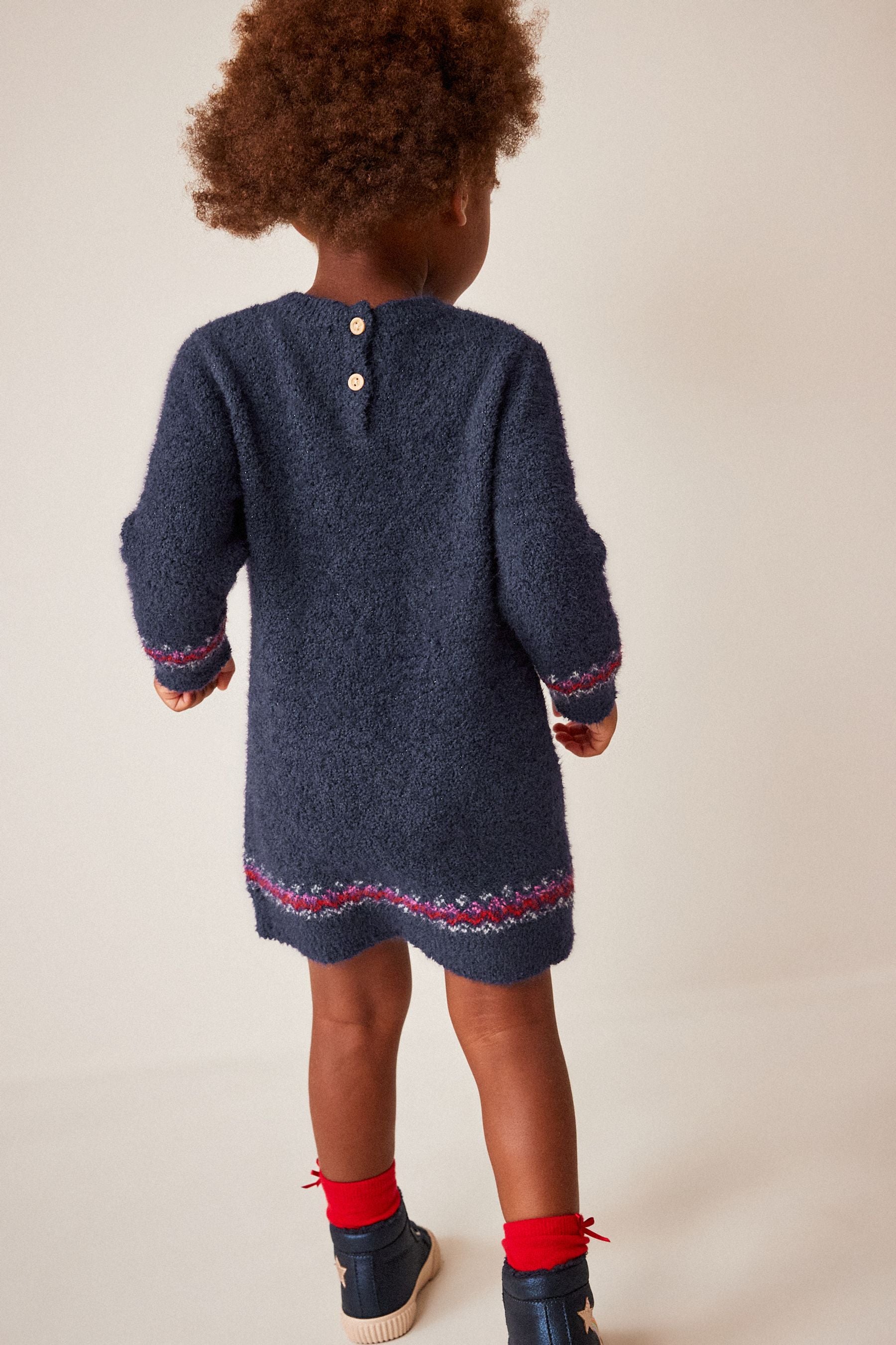 Navy Blue Reindeer Jumper Dress (3mths-7yrs)