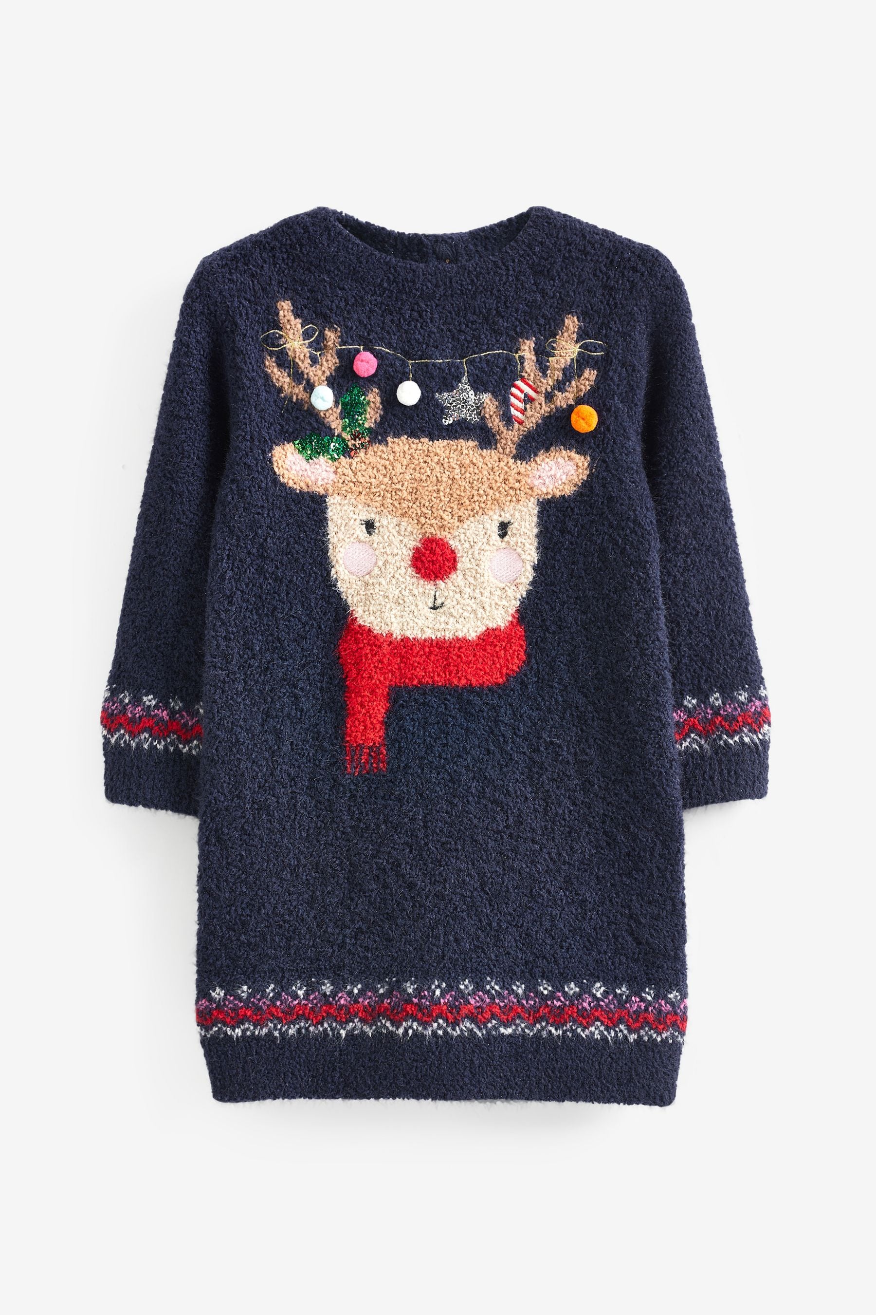 Navy Blue Reindeer Jumper Dress (3mths-7yrs)