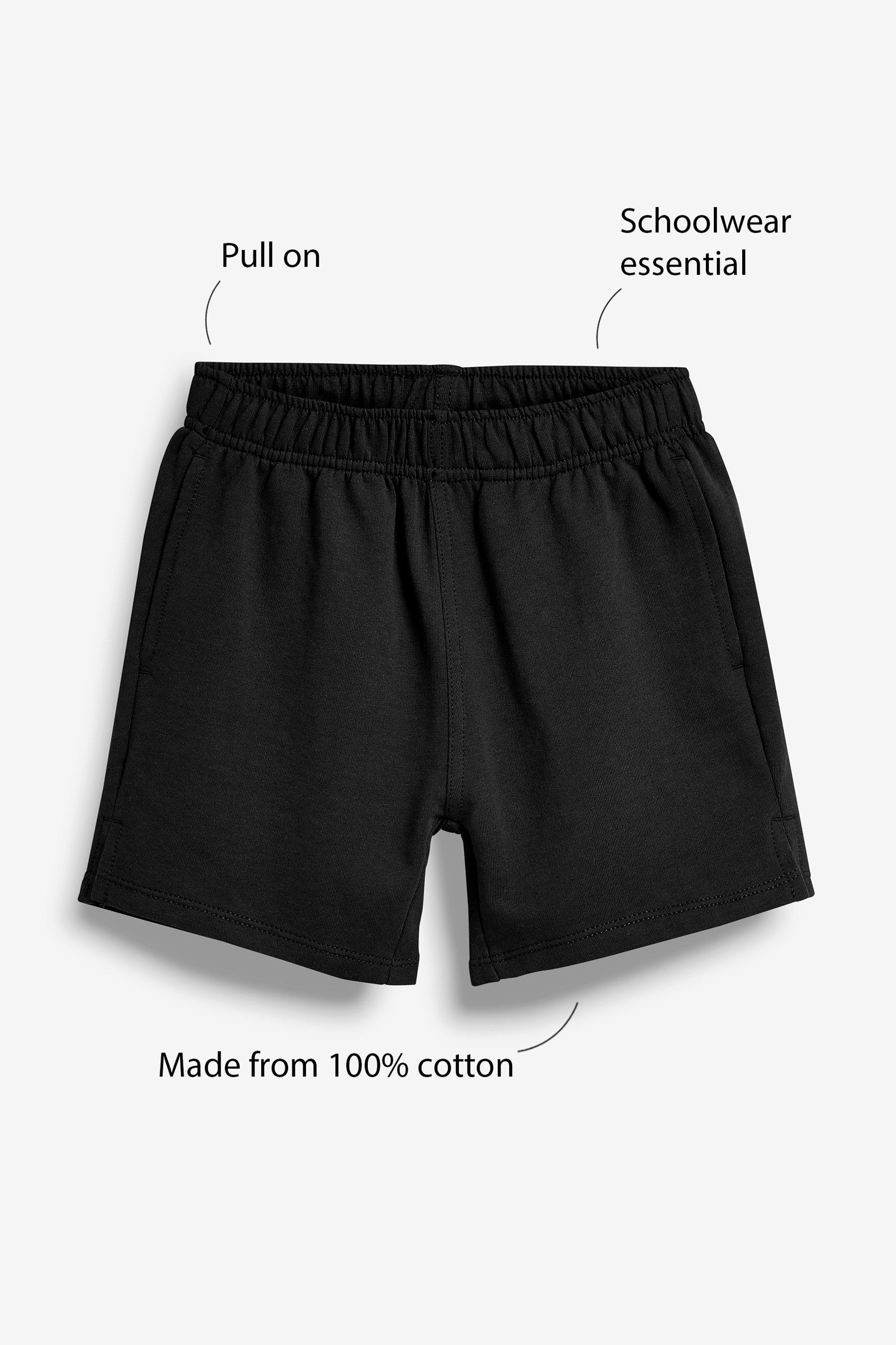 Black Jersey School Shorts (3-16yrs)