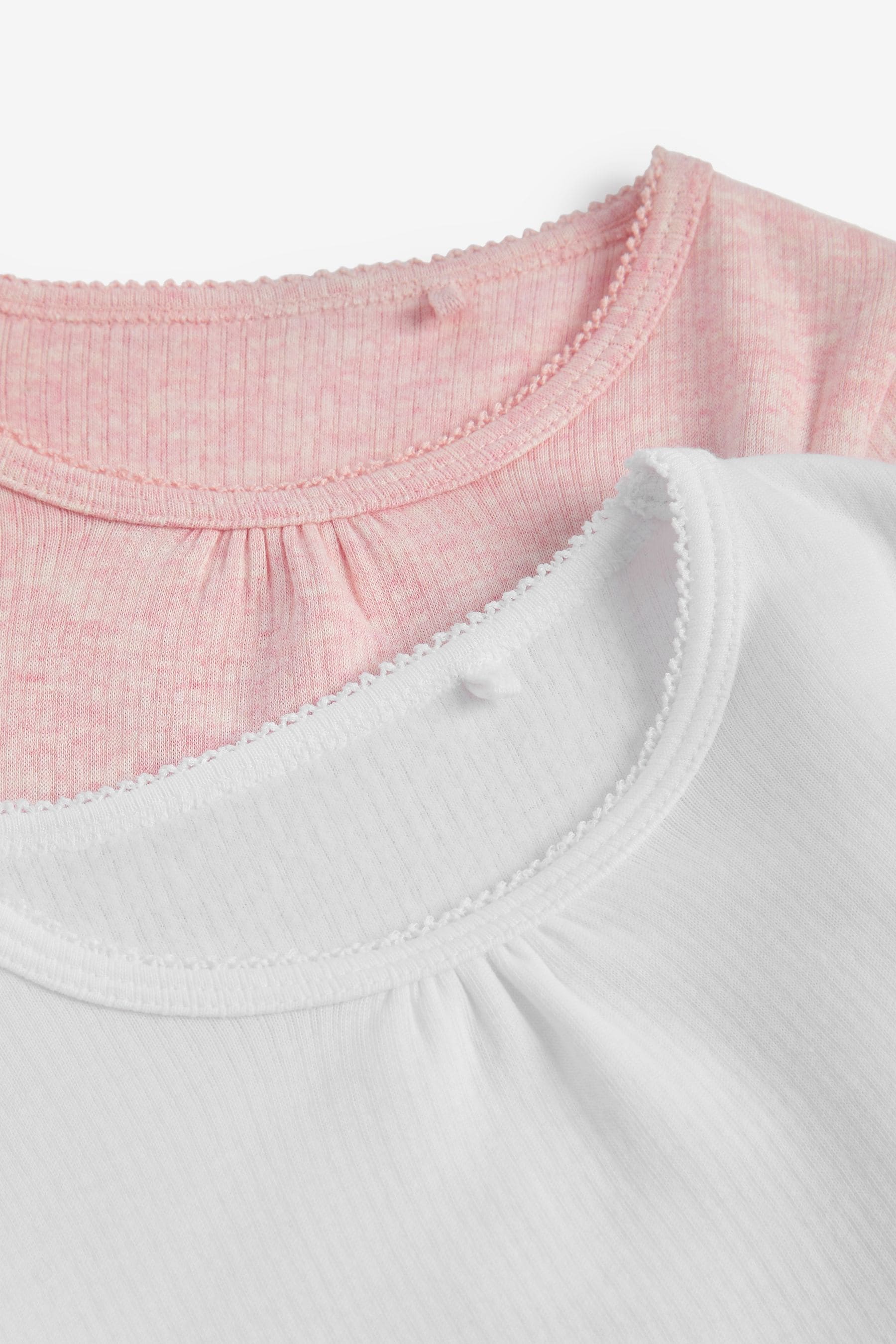 Pink/White 2 Pack Long Sleeved Thermal Tops (2-16yrs)