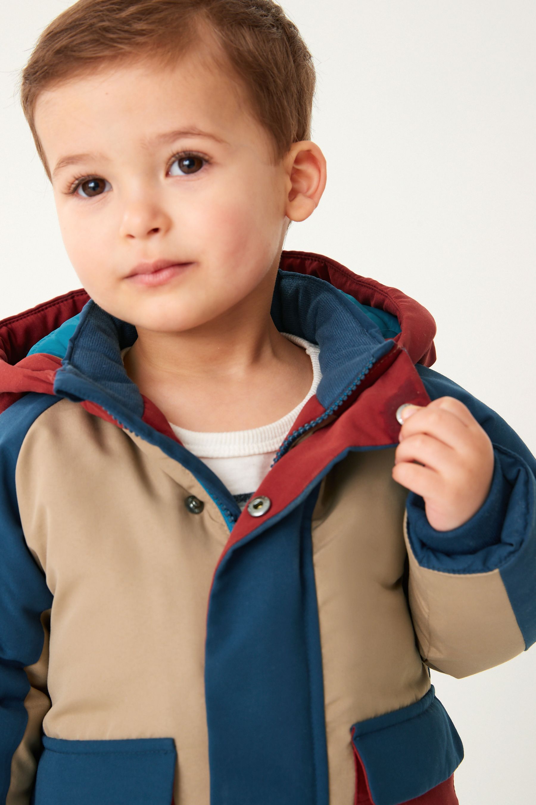 Blue Colourblock Shower Resistant Parka Coat (3mths-7yrs)