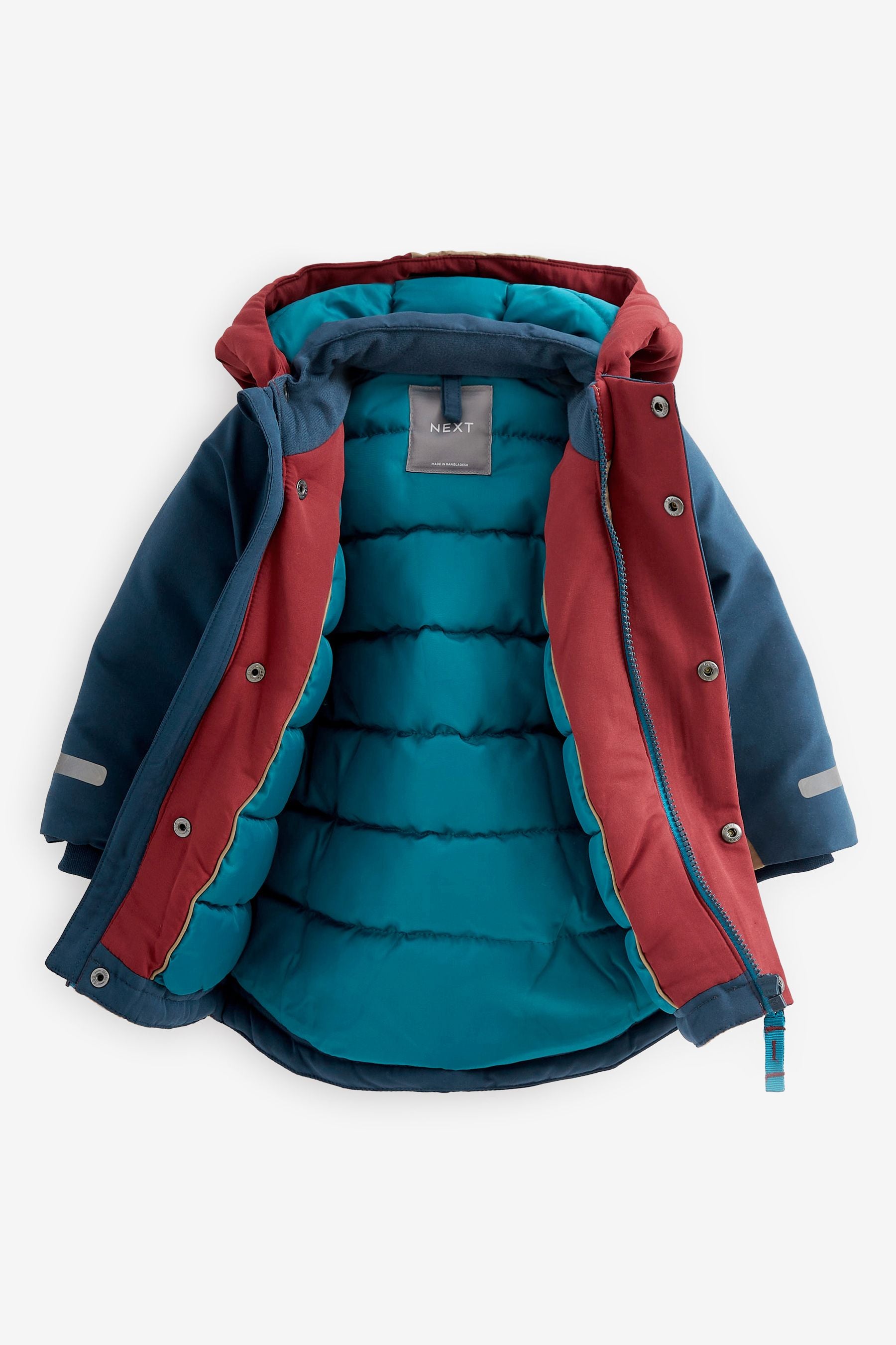 Blue Colourblock Shower Resistant Parka Coat (3mths-7yrs)