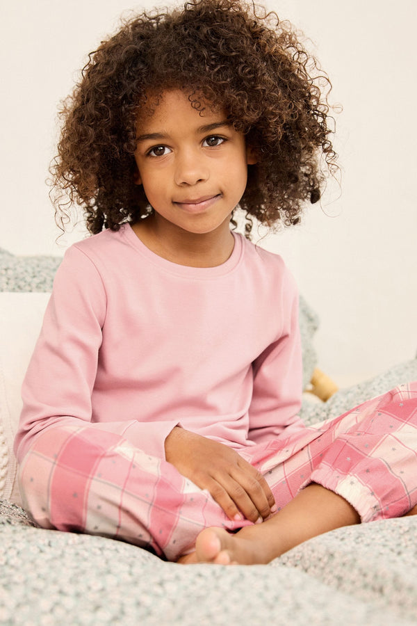 Pink Woven Check Pyjamas (3-16yrs)