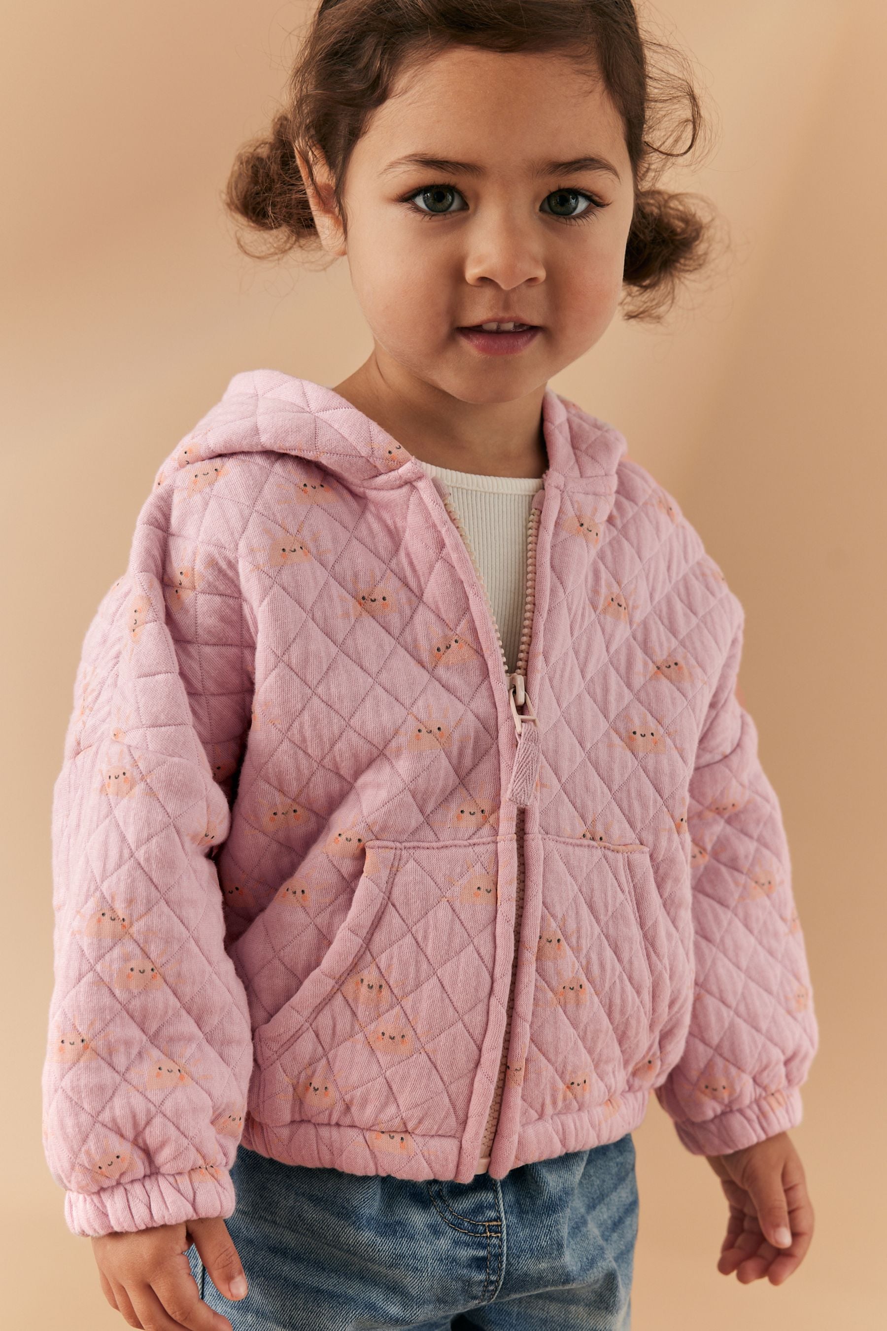 Pink Quilted Zip Through Hoodie (3mths-7yrs)