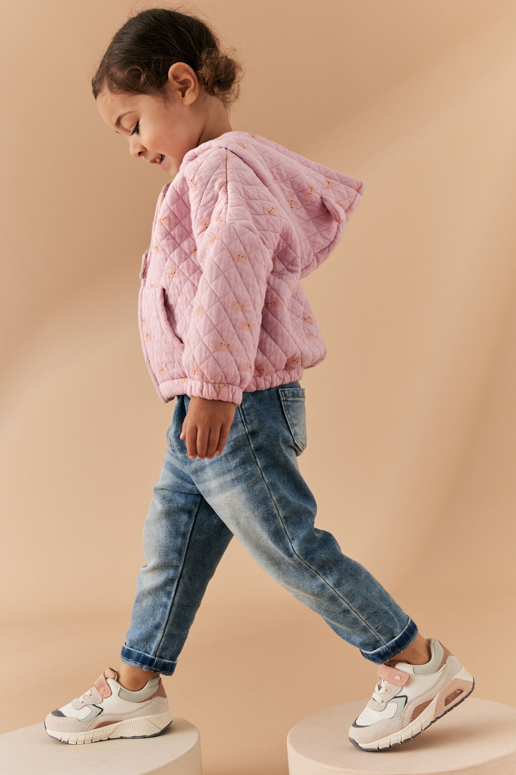 Pink Quilted Zip Through Hoodie (3mths-7yrs)