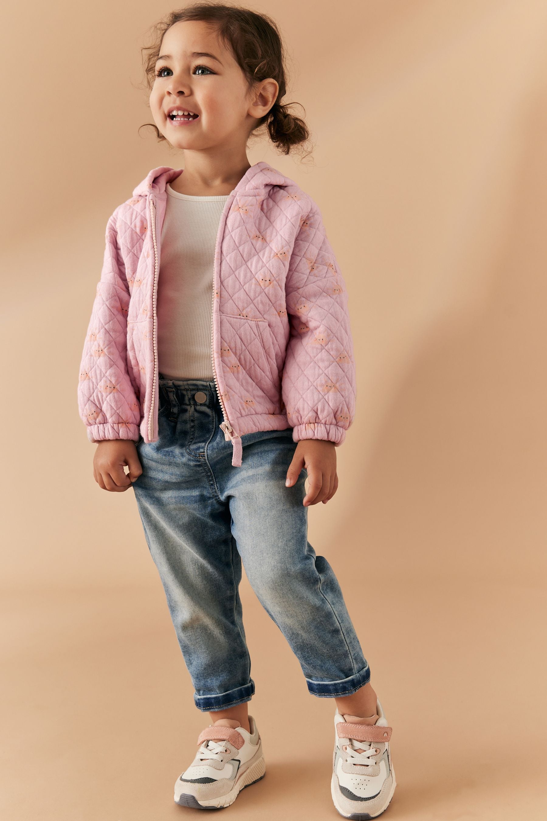 Pink Quilted Zip Through Hoodie (3mths-7yrs)