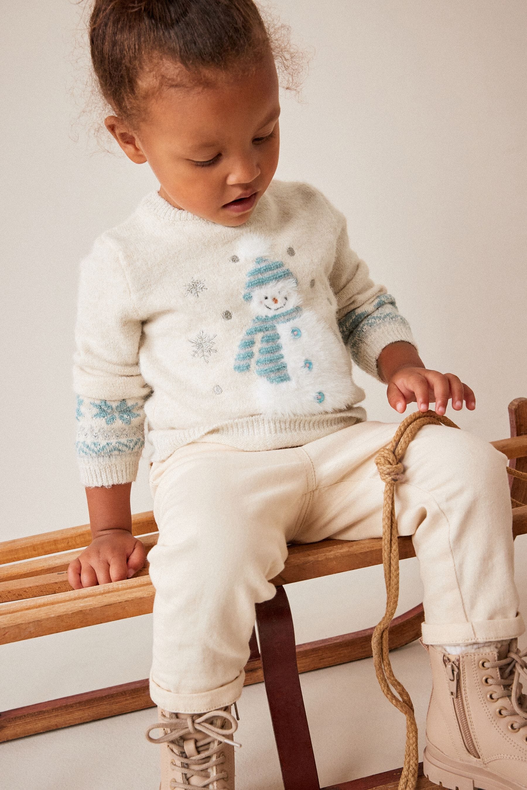 Cream Snowman Jumper (3mths-7yrs)