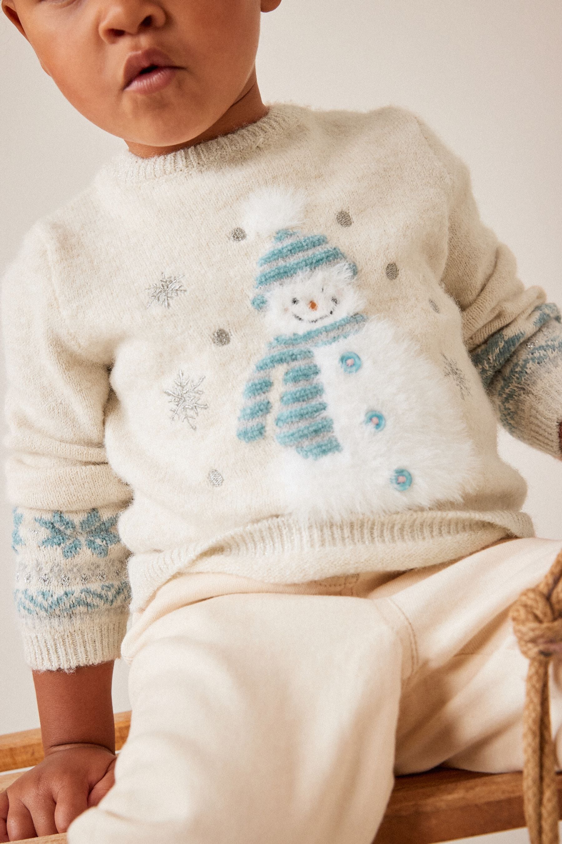 Cream Snowman Jumper (3mths-7yrs)