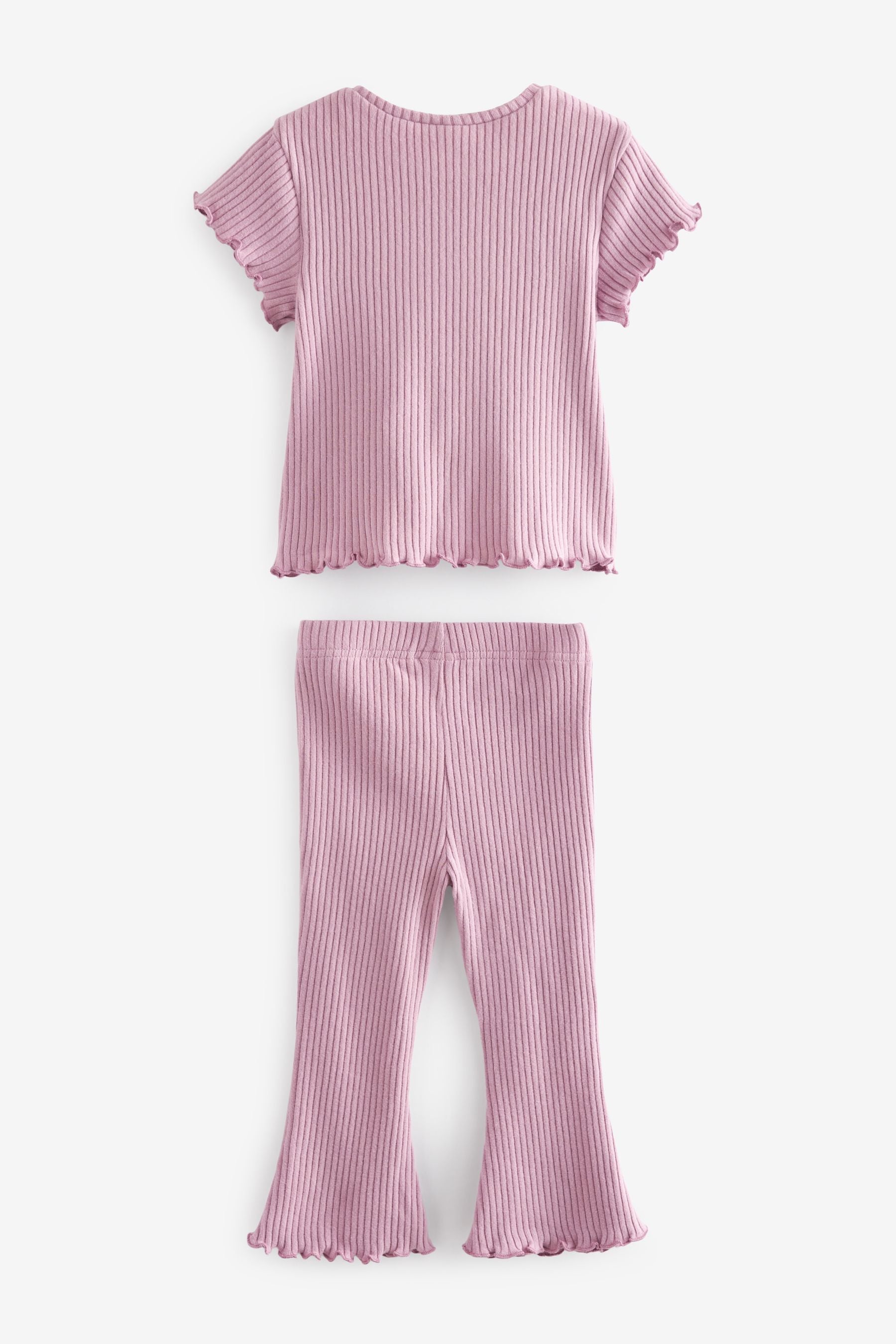 Purple Ribbed T-Shirt And Flare Trousers Set (3mths-7yrs)