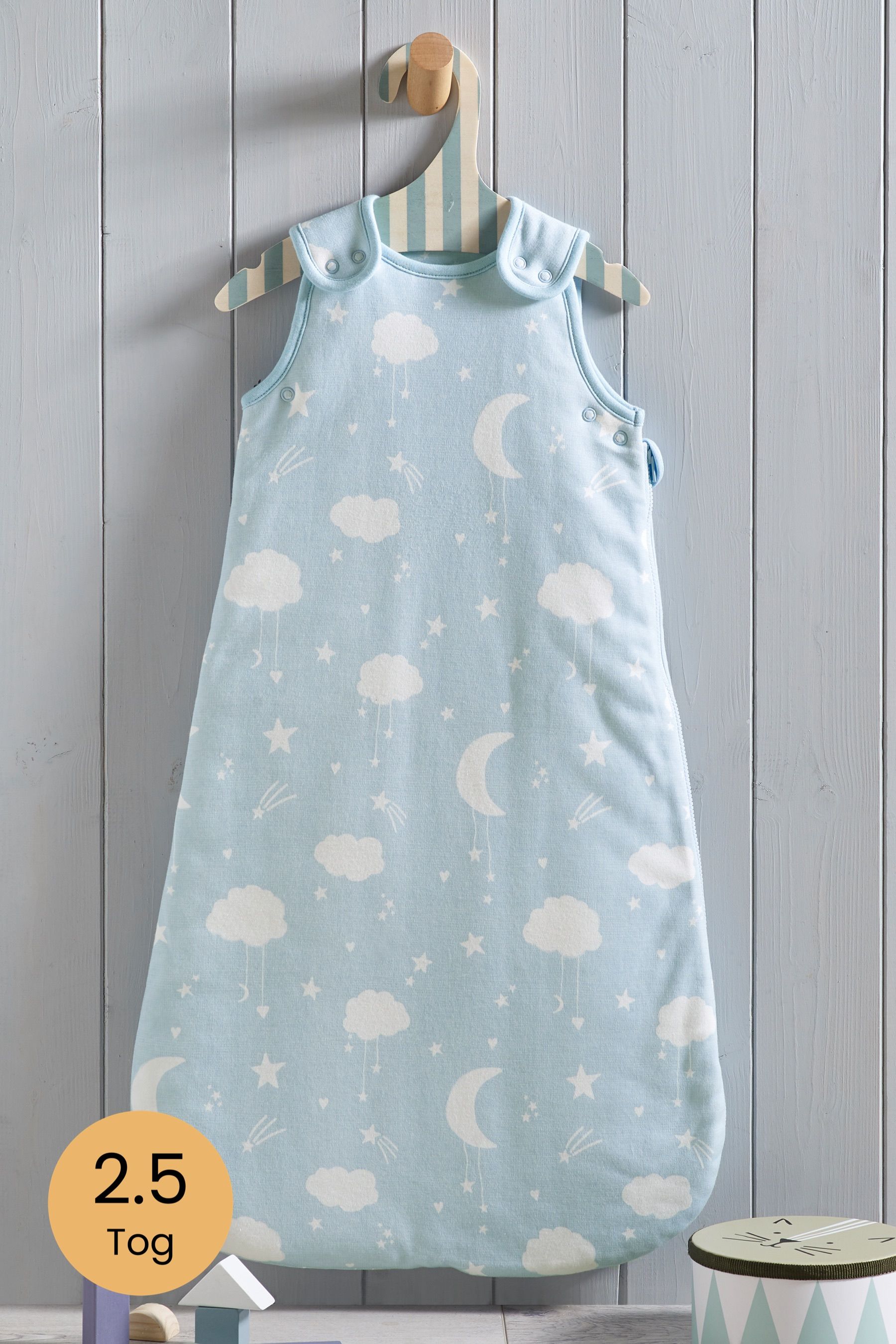 Blue Moon & Stars Baby 100% Cotton 2.5 Tog Sleep Bag