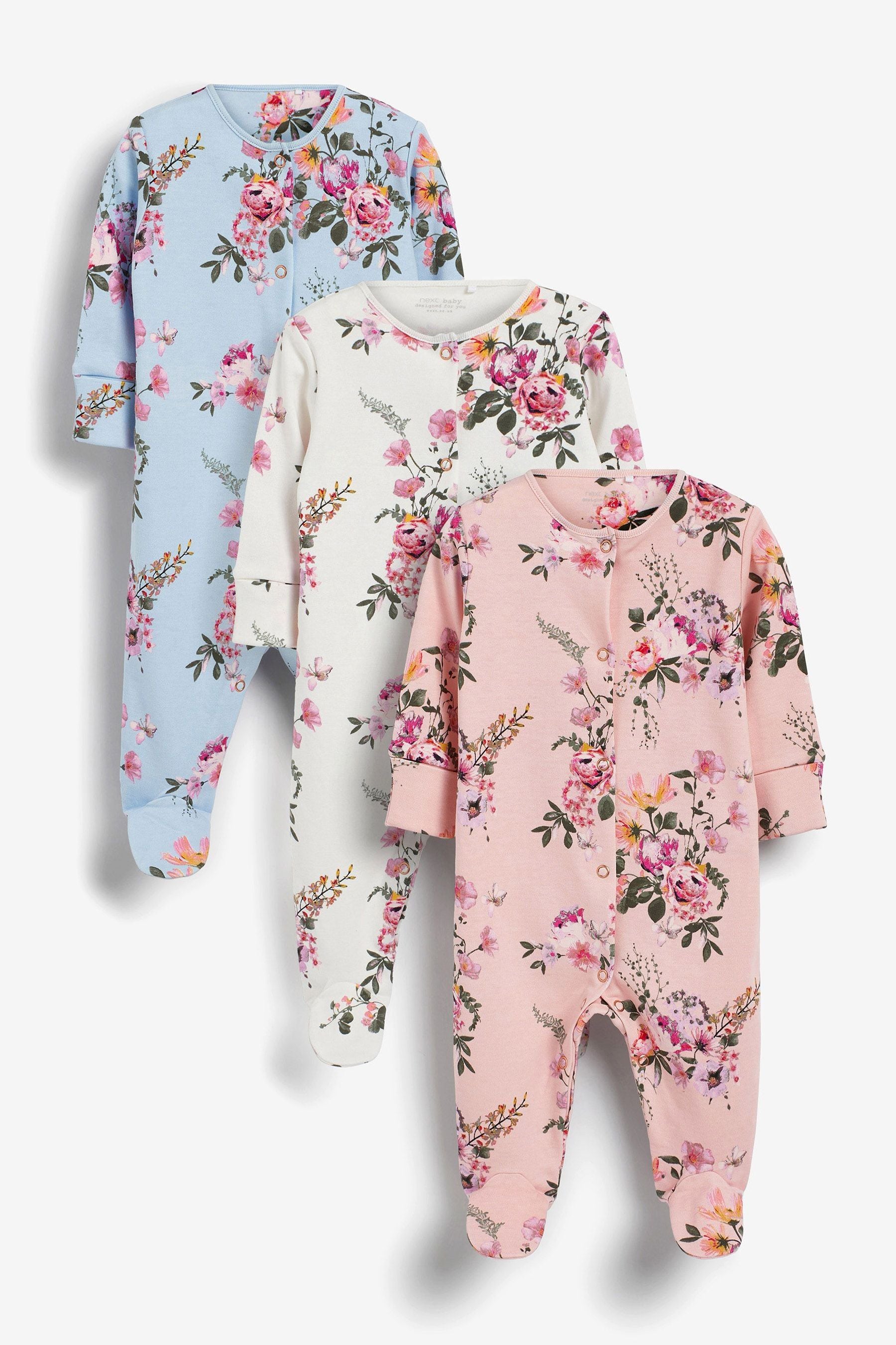 Pastel Baby Character Sleepsuits 3 Pack (0-3yrs)