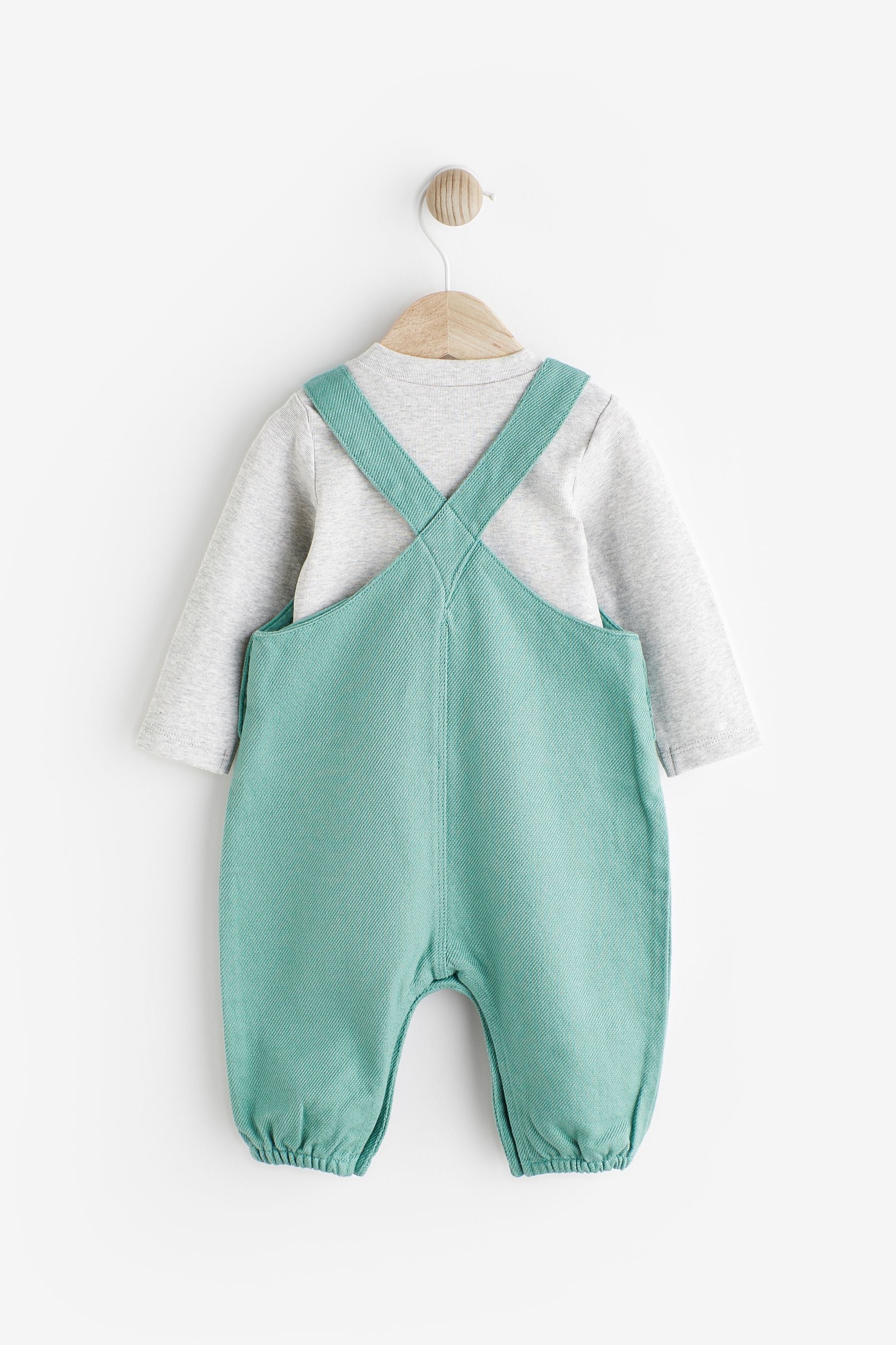 Teal Blue Baby Dungarees And Bodysuit Set (0mths-2yrs)