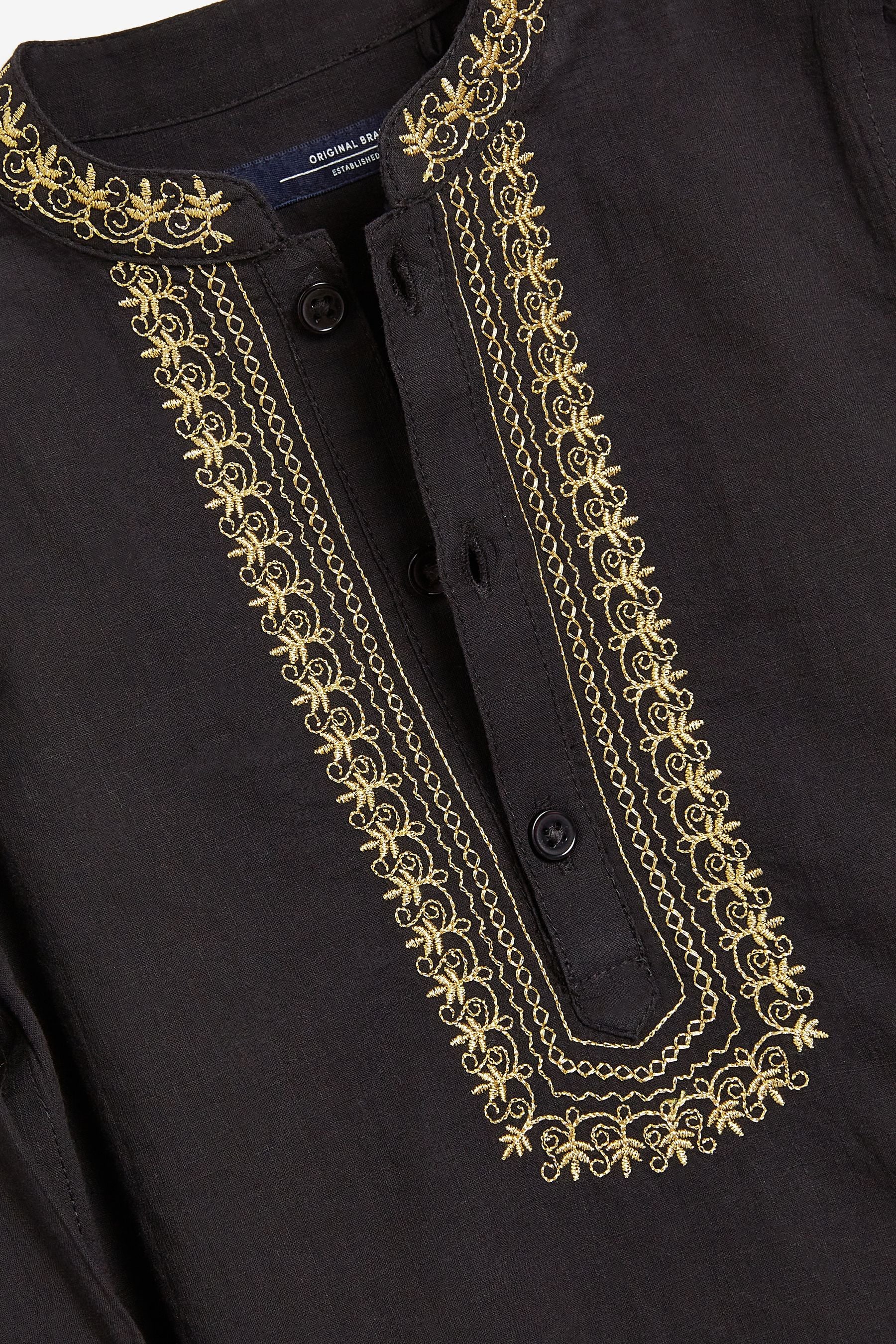 Black Embroidered Boys Kurta (3mths-7yrs)