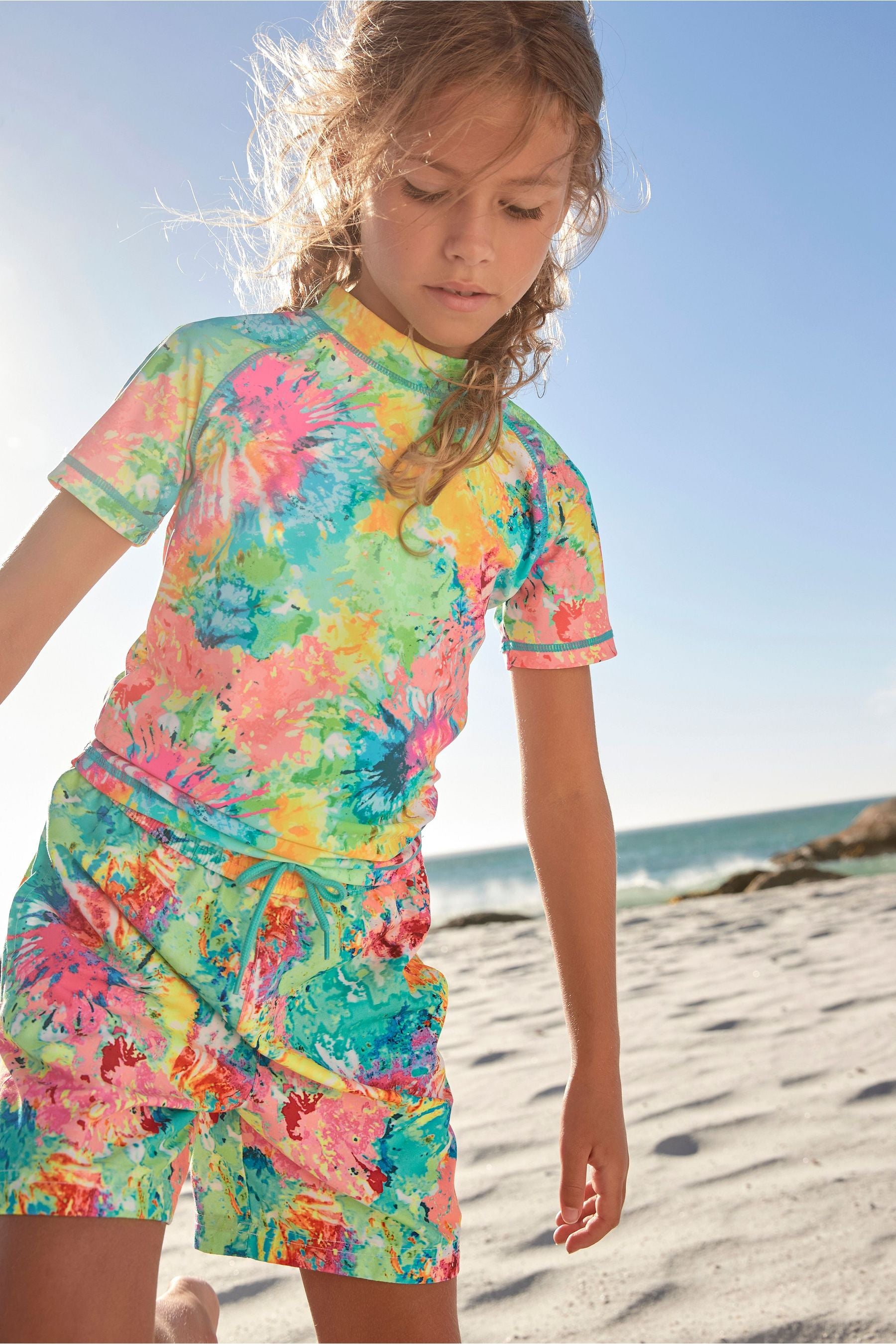 Multi Bright Tie Dye Rash Vest (3-16yrs)