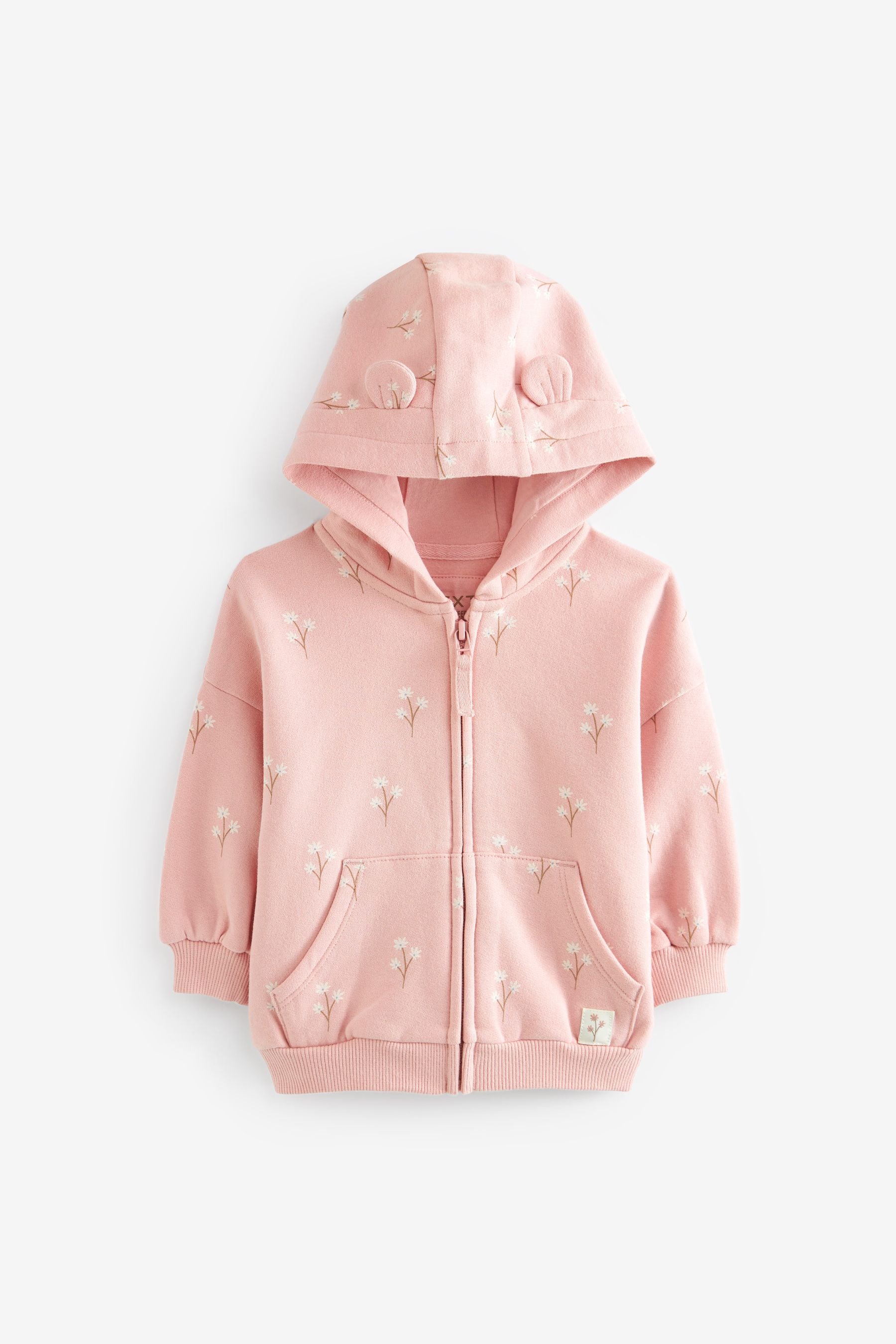 Pink Floral Zip Through Hoodie (3mths-7yrs)