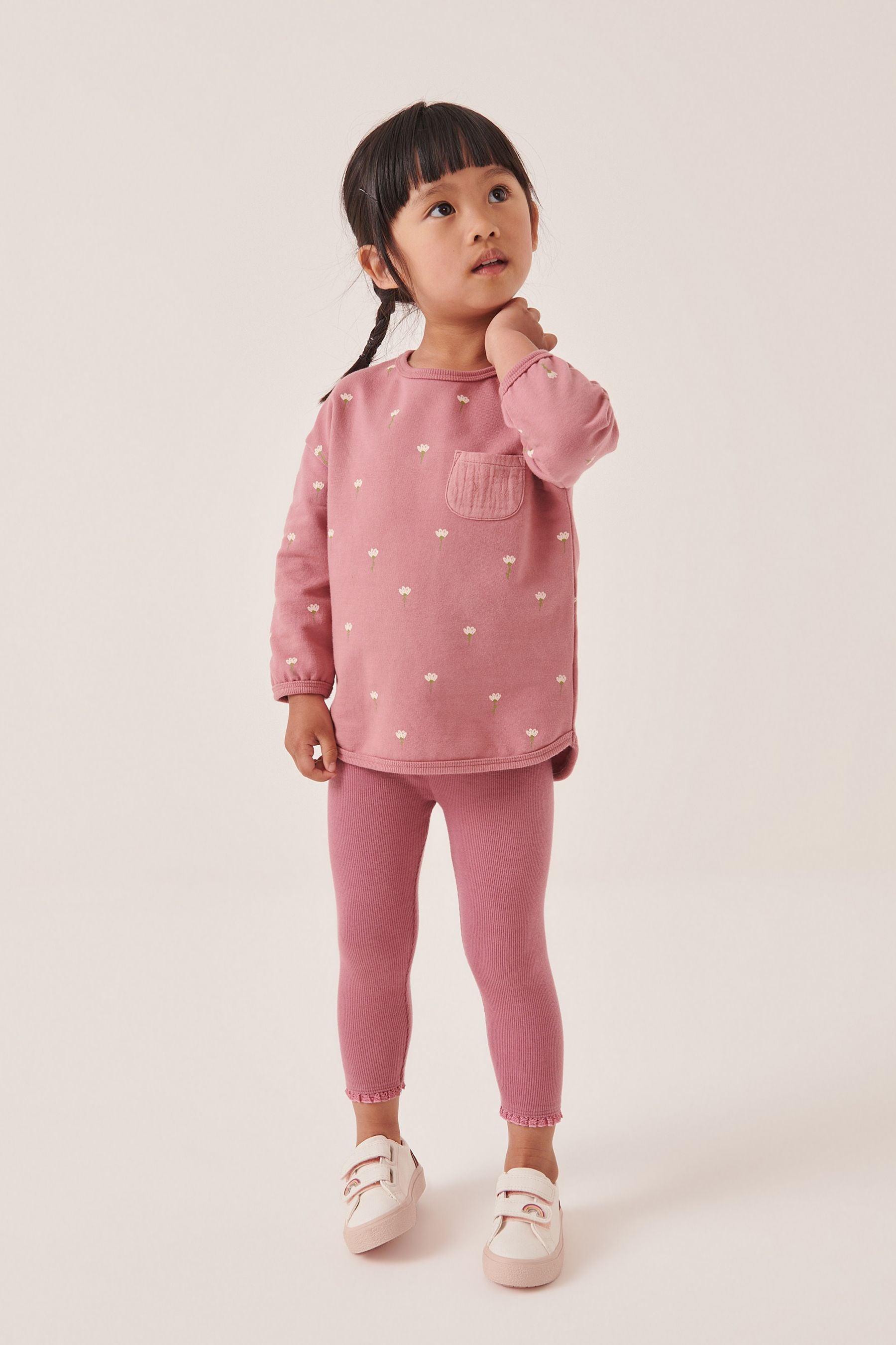 Pink Long Sleeve Pocket T-Shirt And Leggings Set (3mths-7yrs)