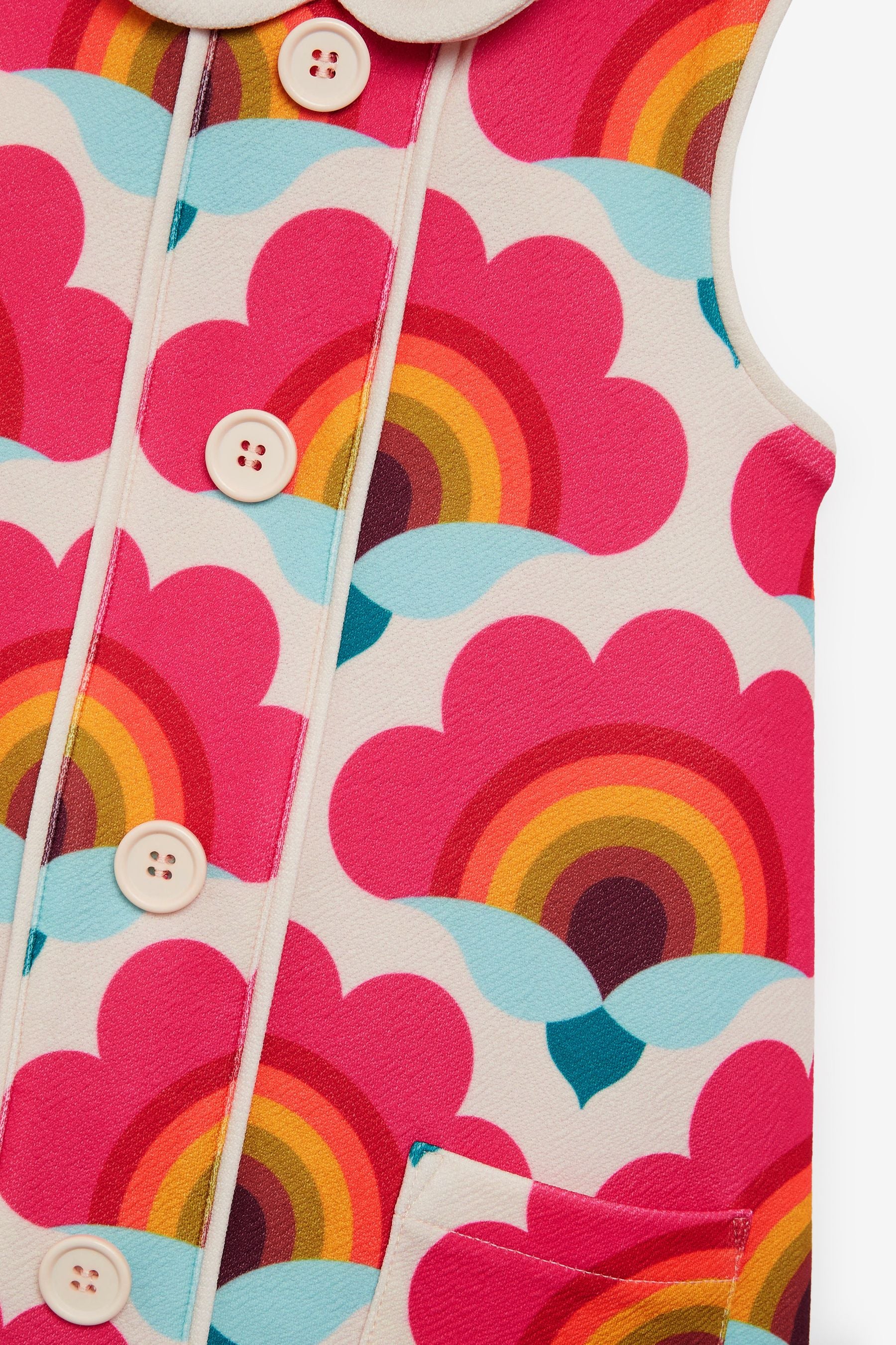 Pink Rainbow Button Through Jersey Dress (3mths-7yrs)