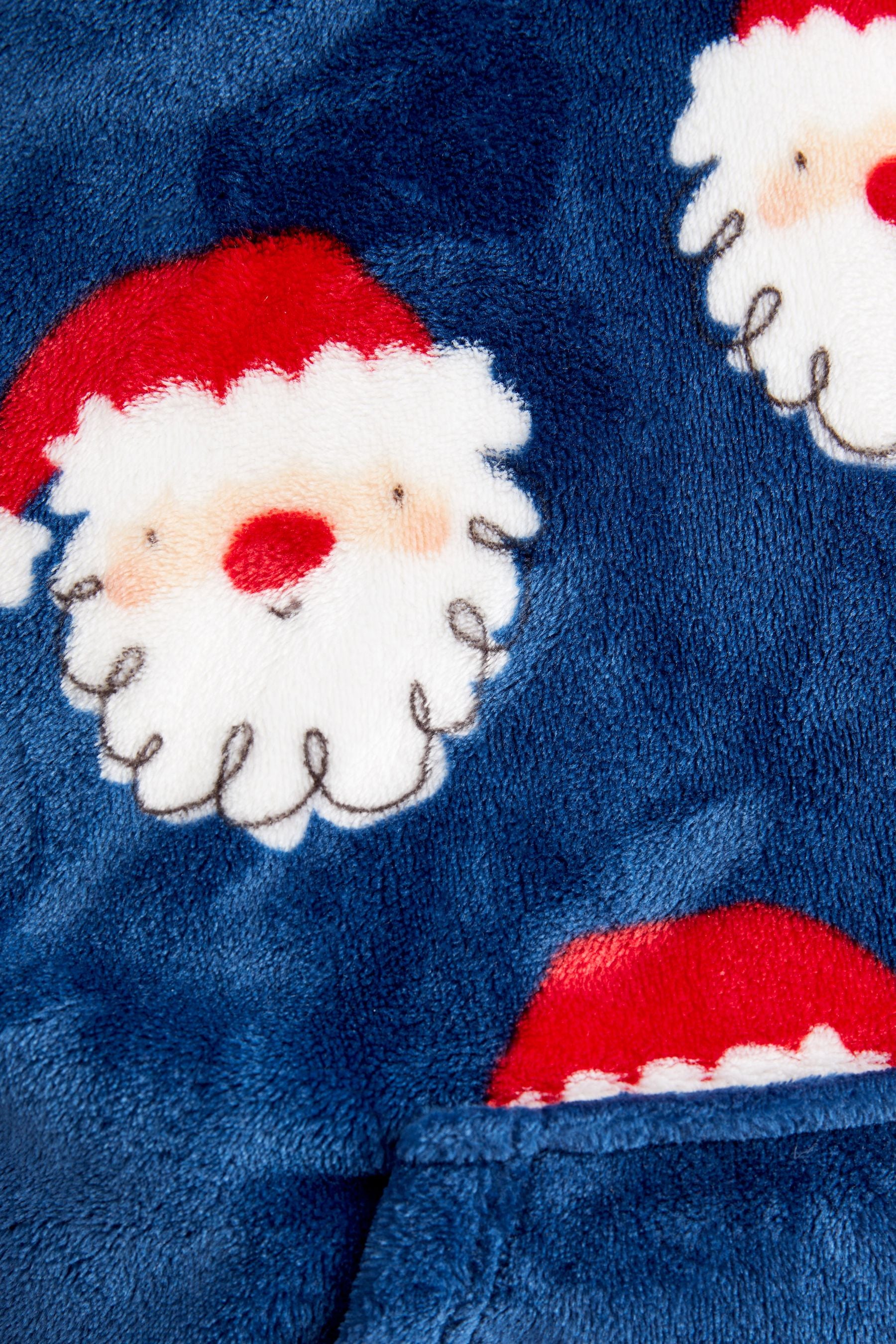 Navy Blue/Red Santa Hooded Blanket (3-13yrs)