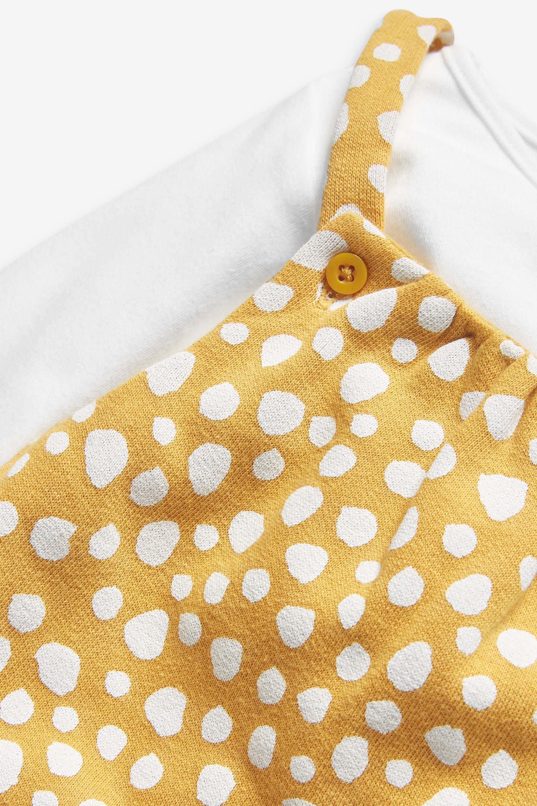 Yellow Ochre Spot Baby 2 Piece Dungaree And Bodysuit Set (0mths-2yrs)