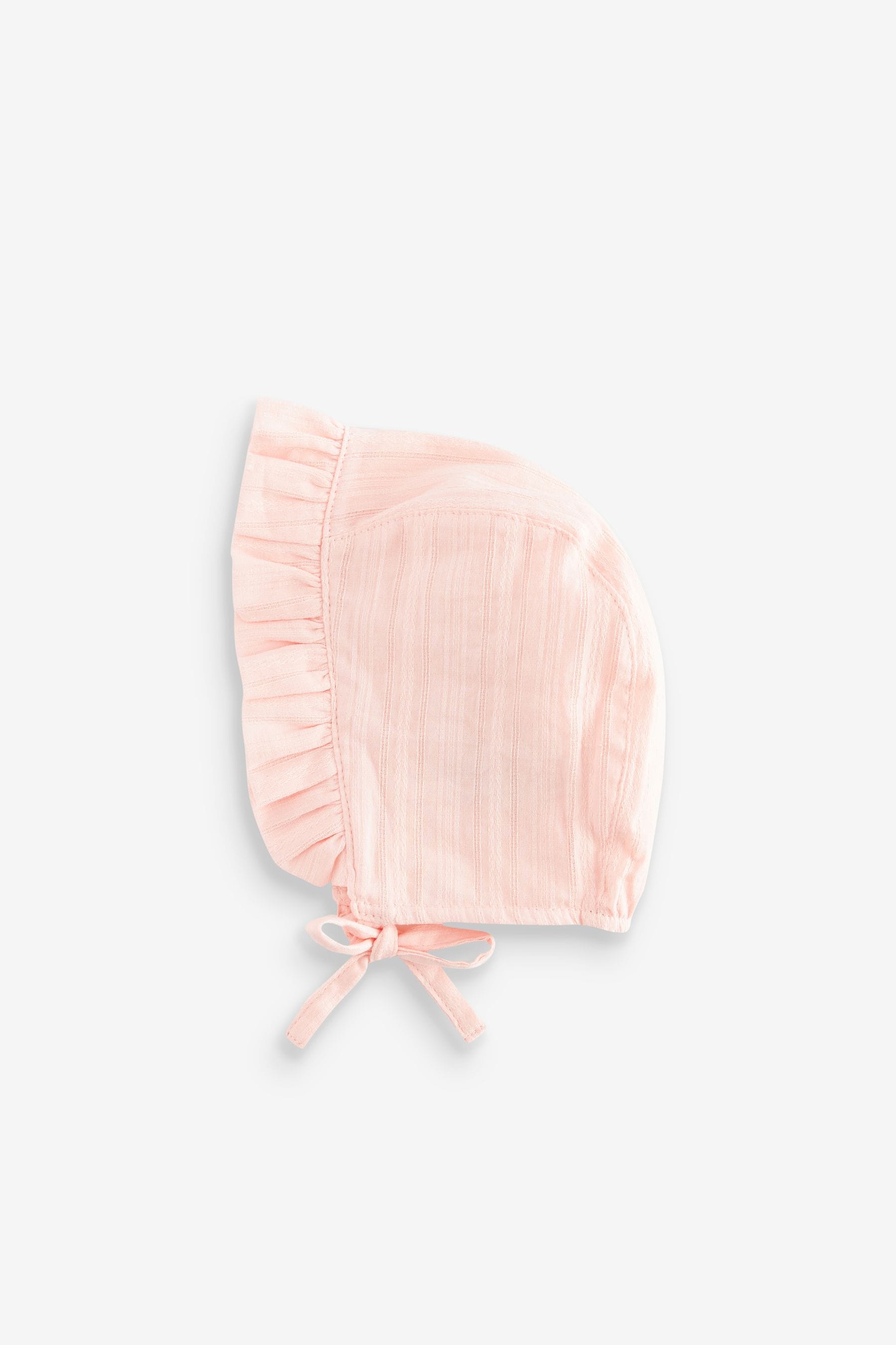 Pink Frill Woven Baby Bonnet Hat (0mths-2yrs)