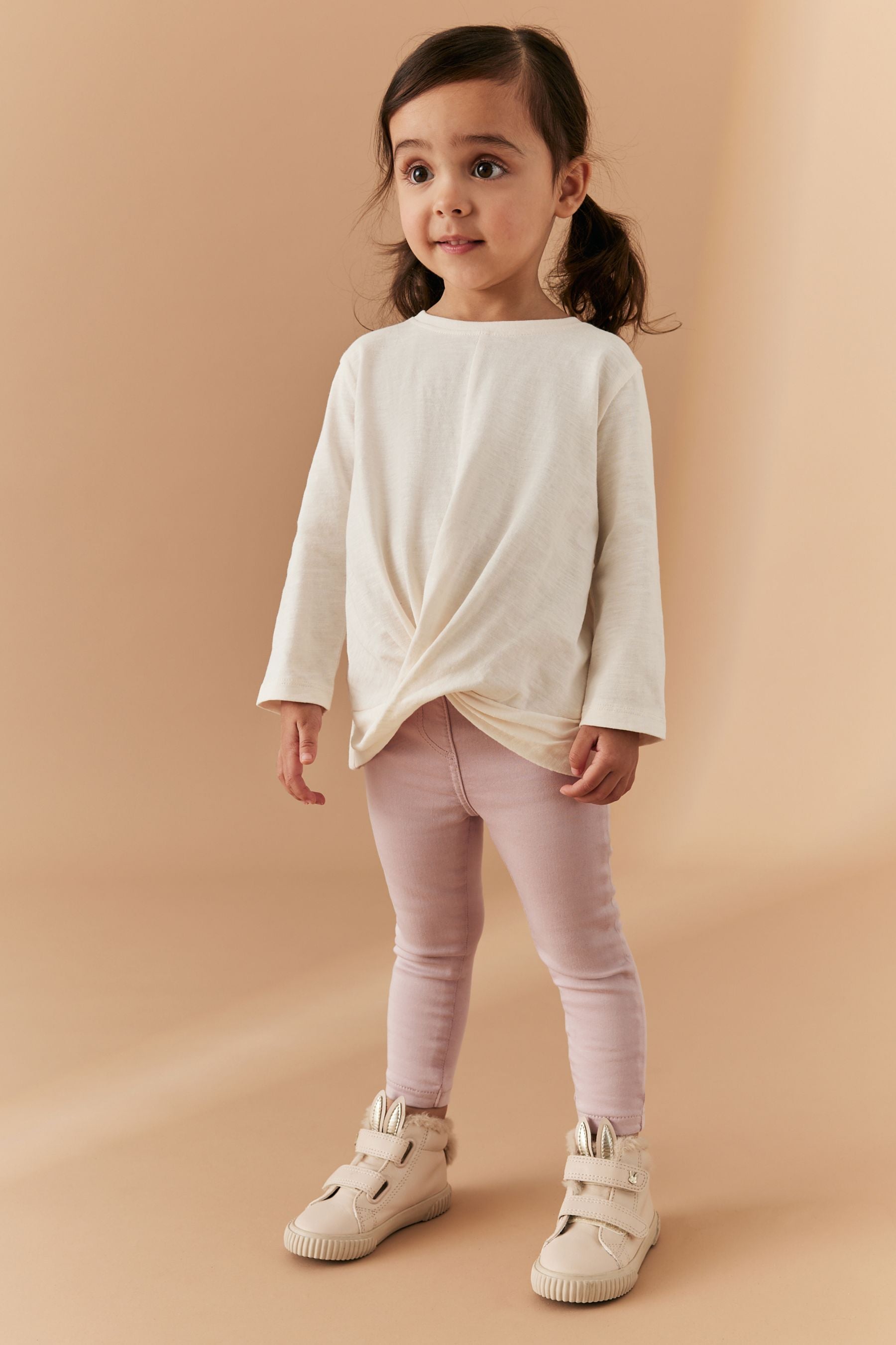 Pale Pink Long Sleeve Twist Front T-Shirt (3mths-7yrs)