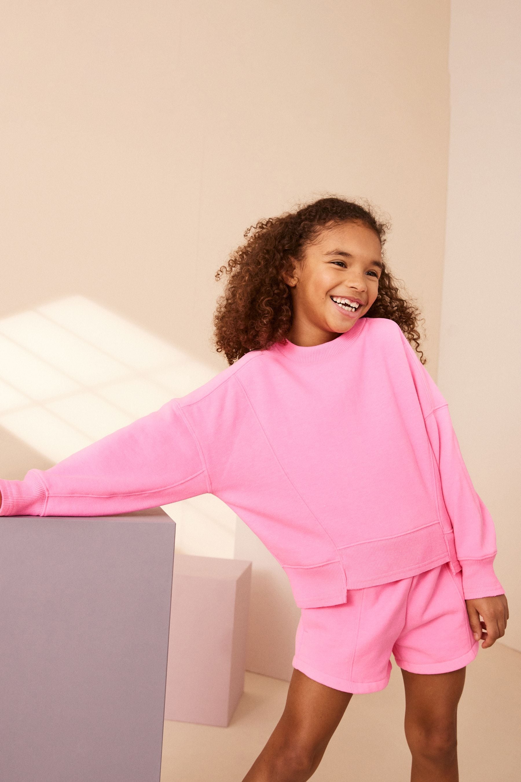 Fluro Pink Crew Sweatshirt Top (3-16yrs)