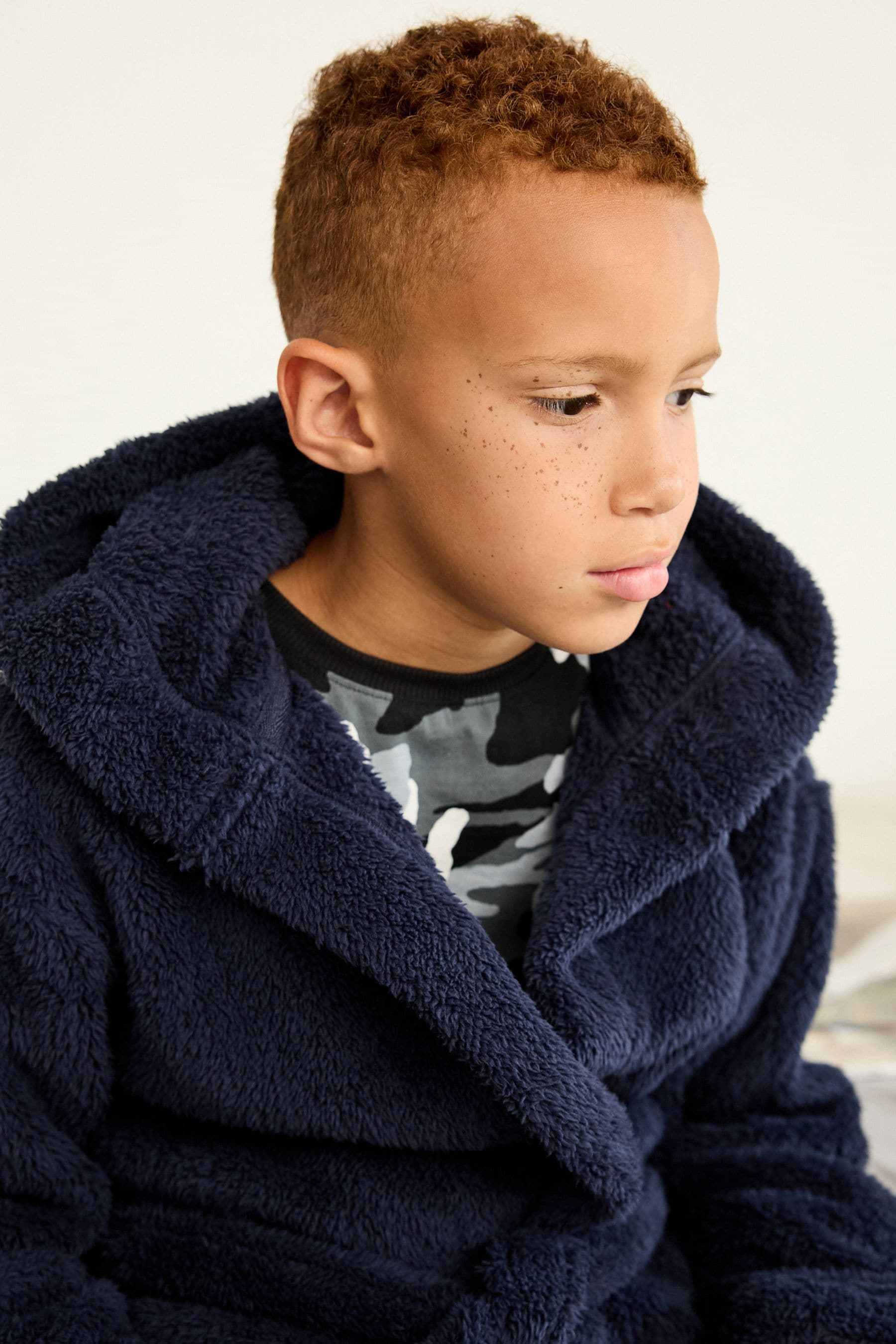 Navy Blue Fleece Dressing Gown (2-16yrs)