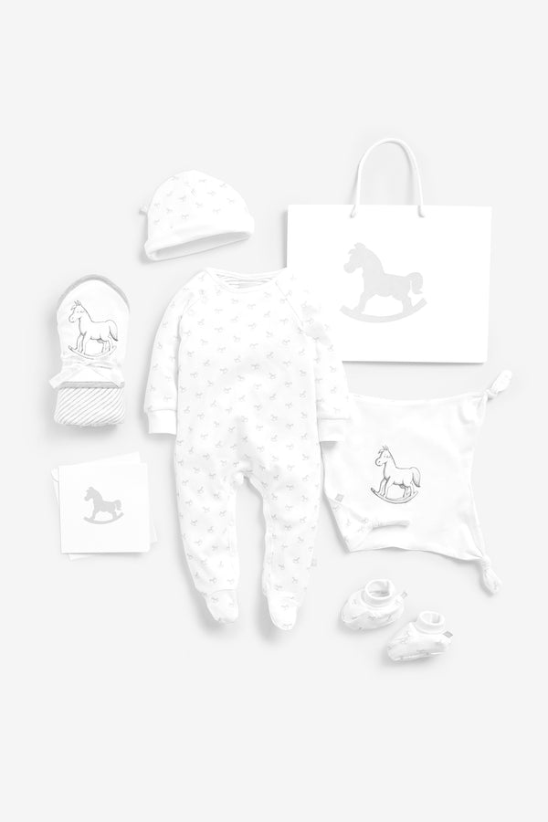 The Little Tailor White Sleepsuit, Hat, Booties Gift Set