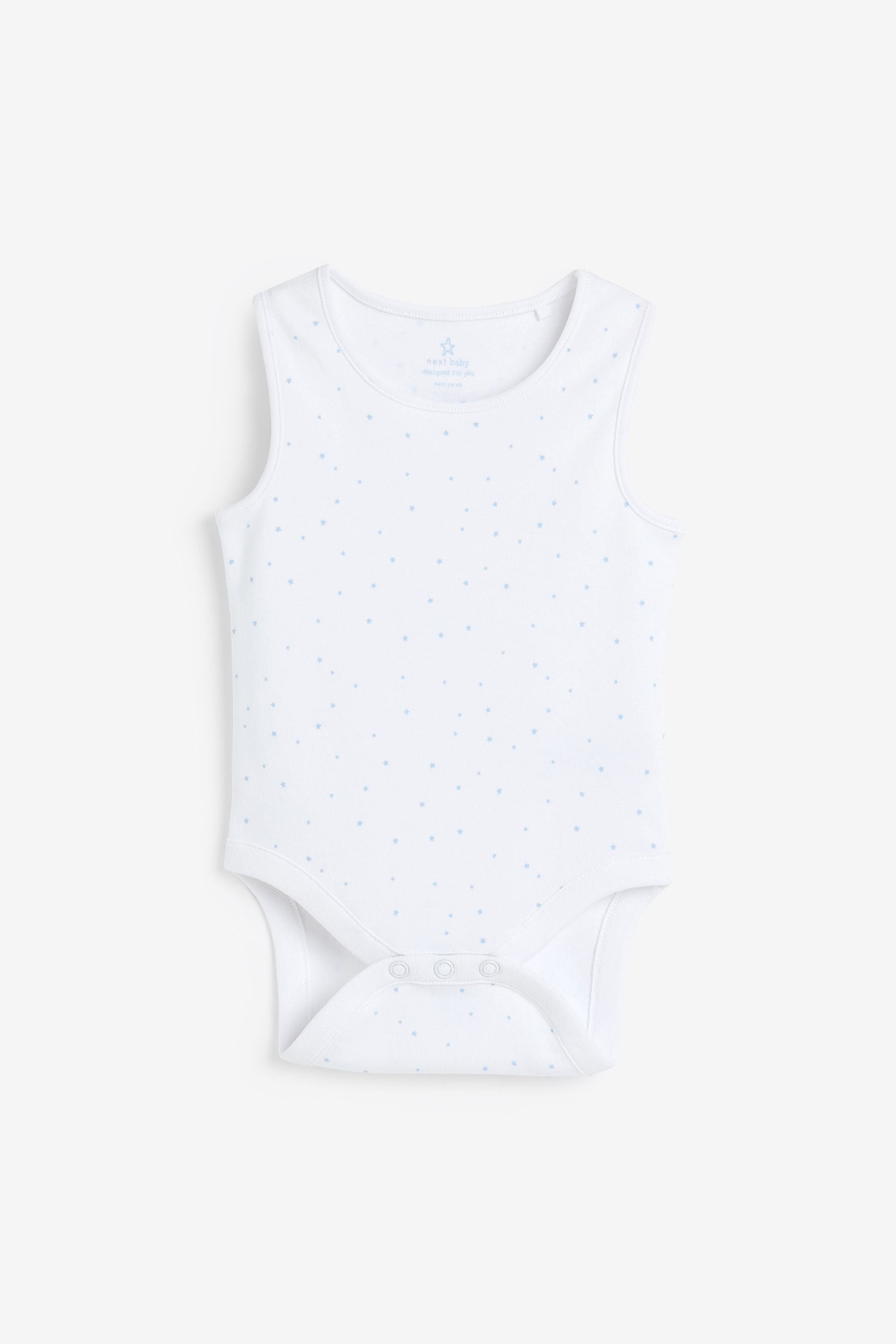 Pale Blue 4 Pack Cotton Elephant Vest Bodysuits