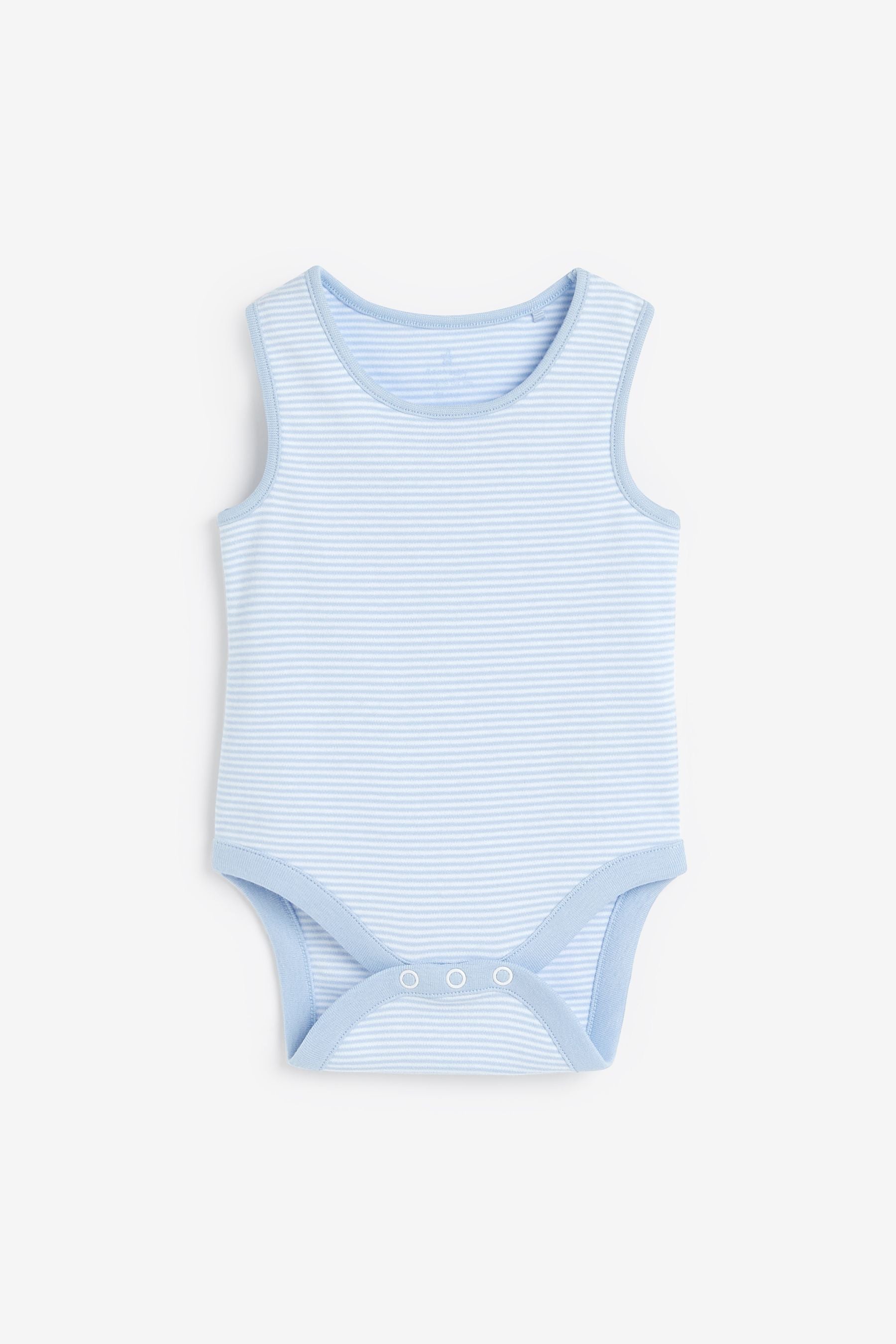 Pale Blue 4 Pack Cotton Elephant Vest Bodysuits