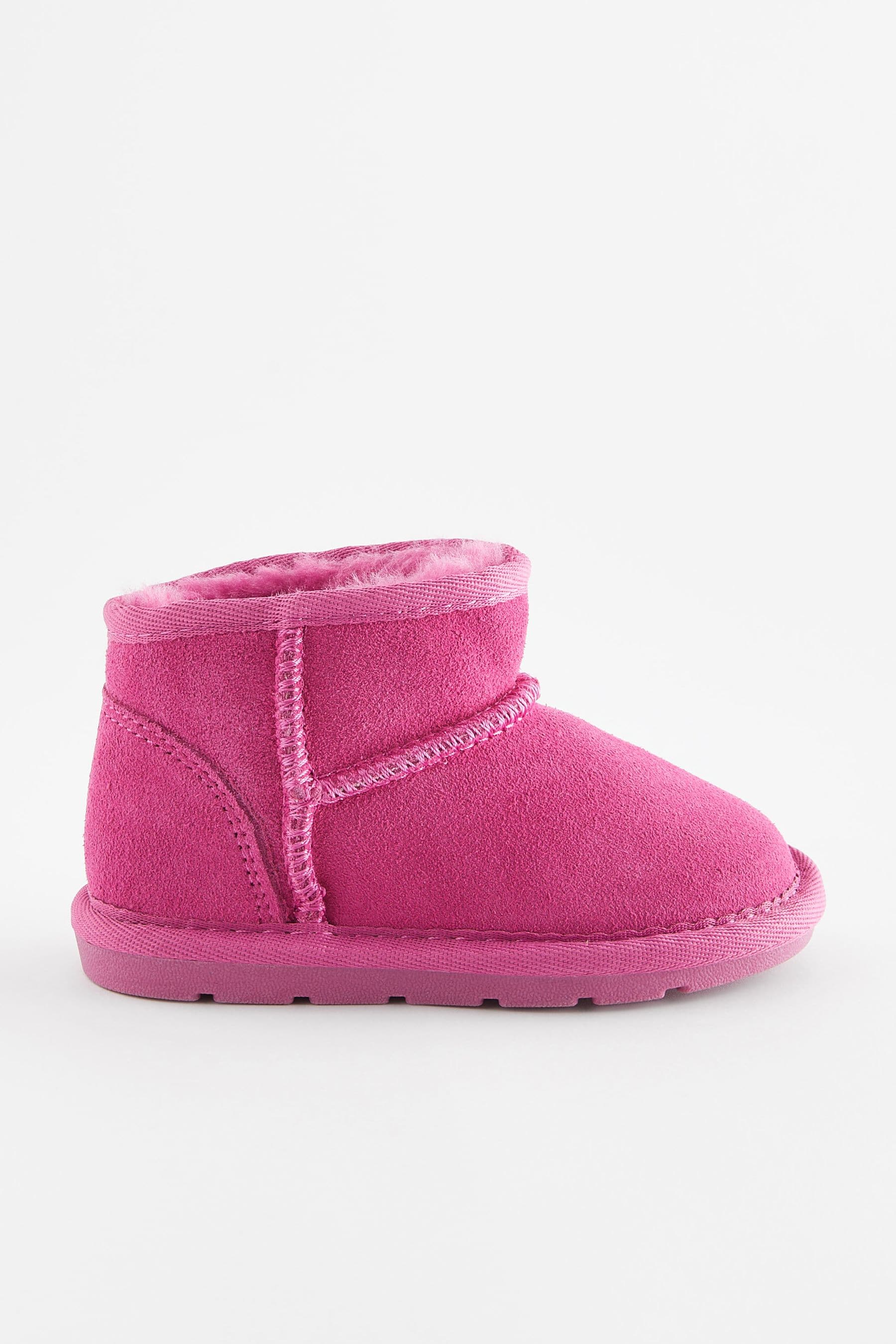 Bright Pink Suede Faux Fur Lined Water Repellent Pull-On Suede Boots