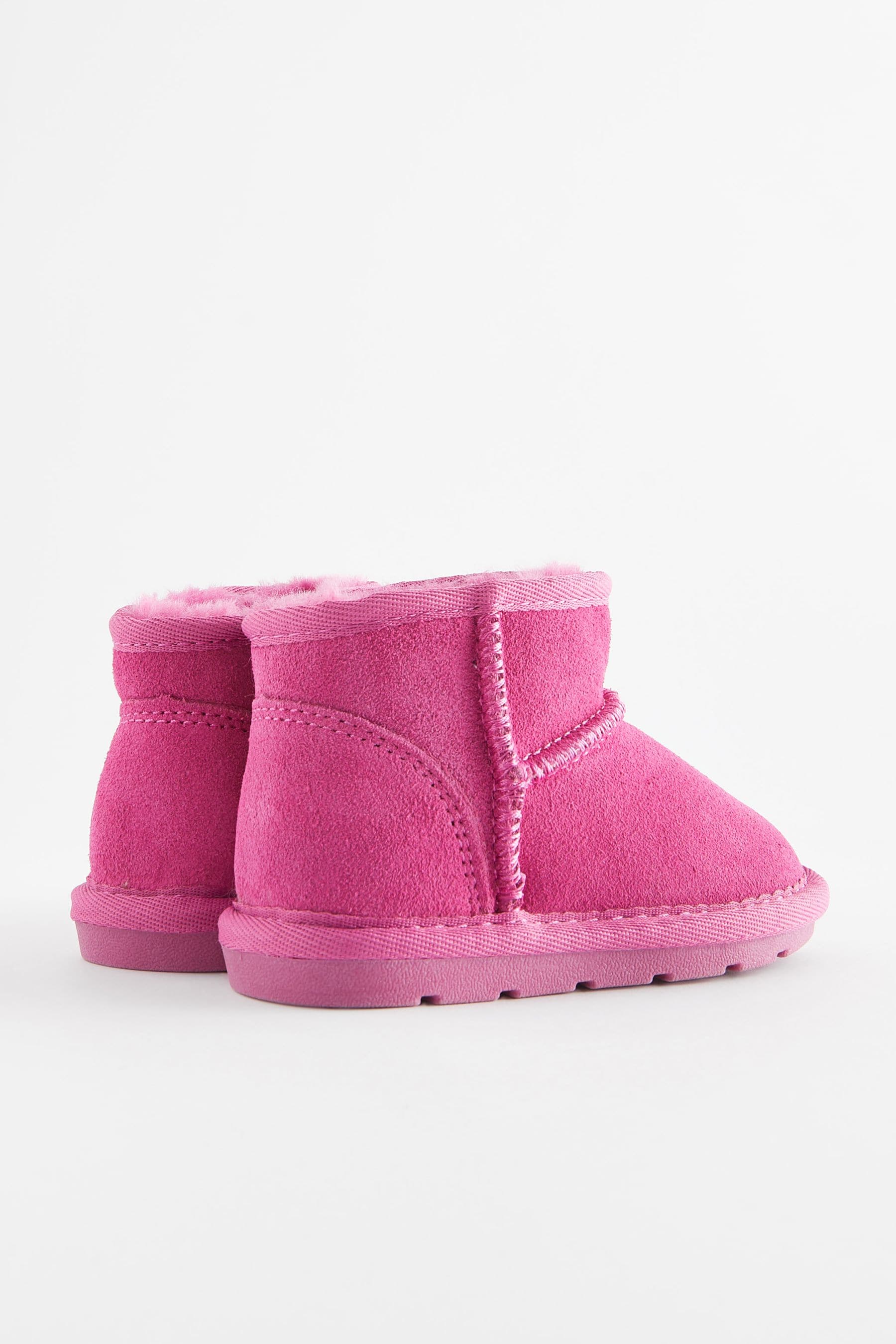 Bright Pink Suede Faux Fur Lined Water Repellent Pull-On Suede Boots