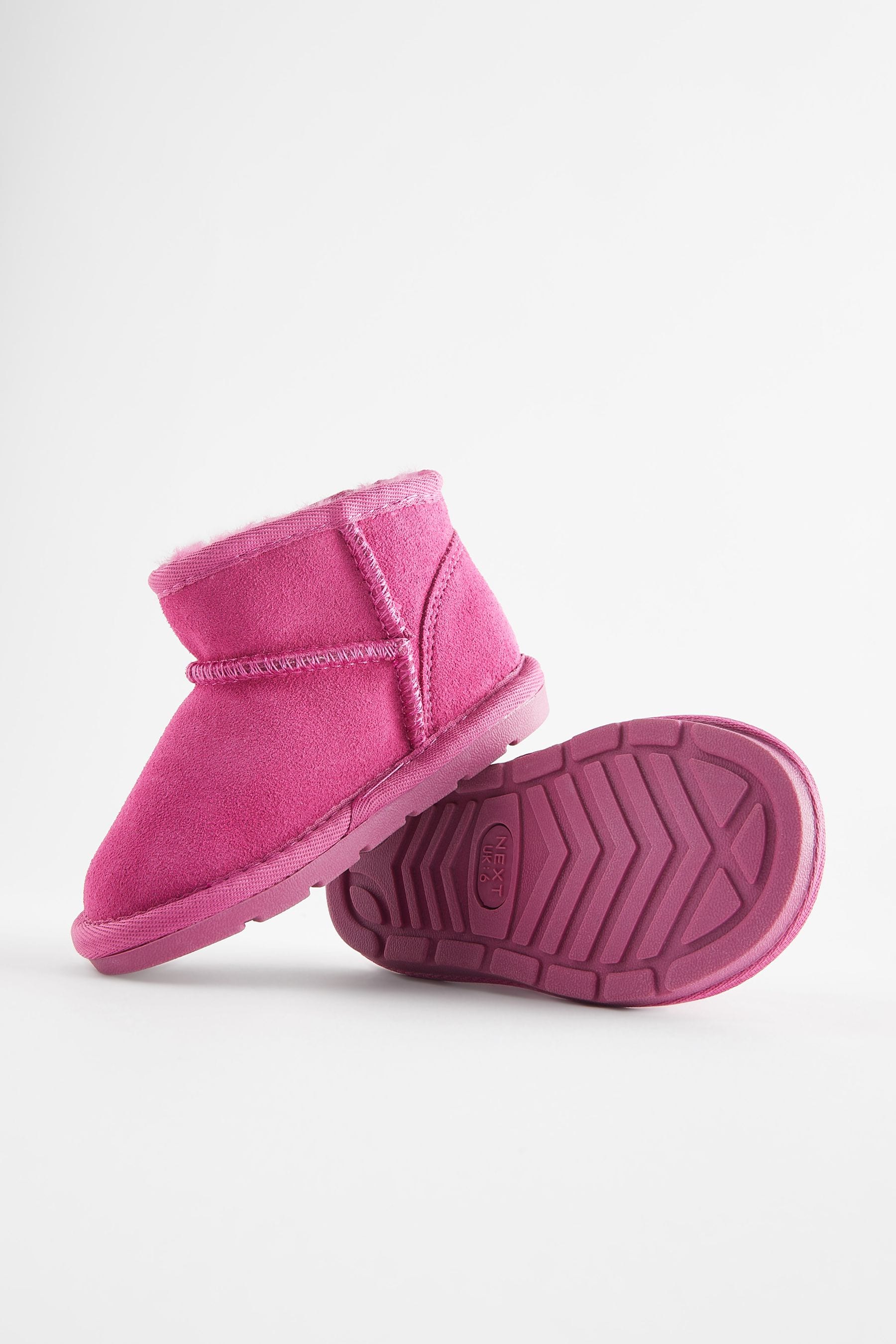 Bright Pink Suede Faux Fur Lined Water Repellent Pull-On Suede Boots