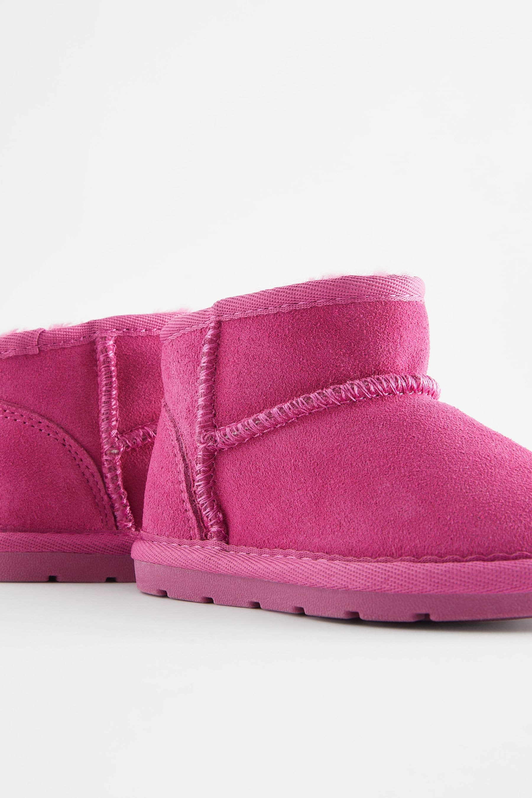 Bright Pink Suede Faux Fur Lined Water Repellent Pull-On Suede Boots