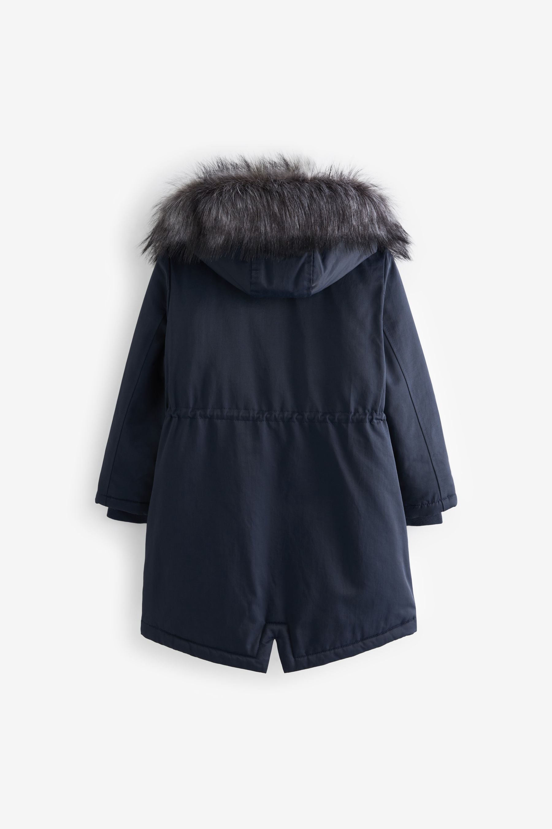 Navy Blue Shower Resistant Faux Fur Trim Parka (3-16yrs)