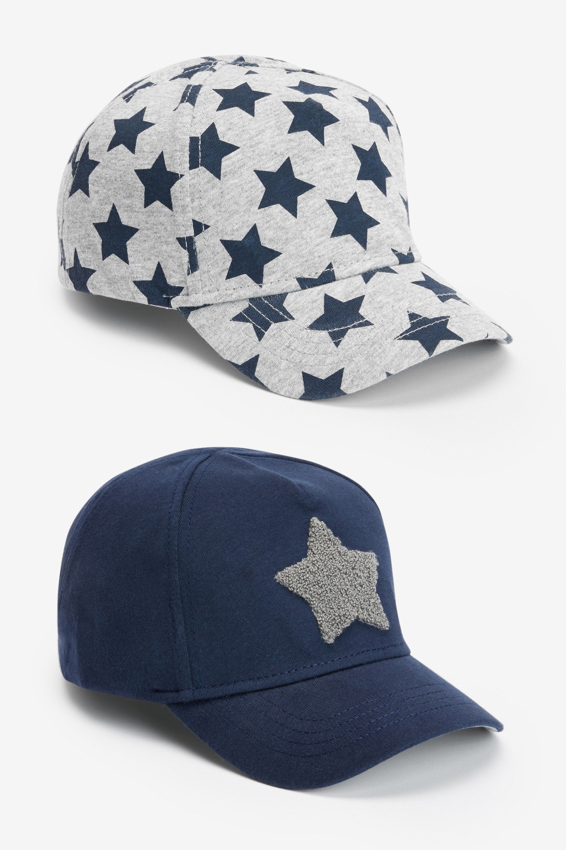 Navy/Grey 2 Pack Star Caps (3mths-10yrs)