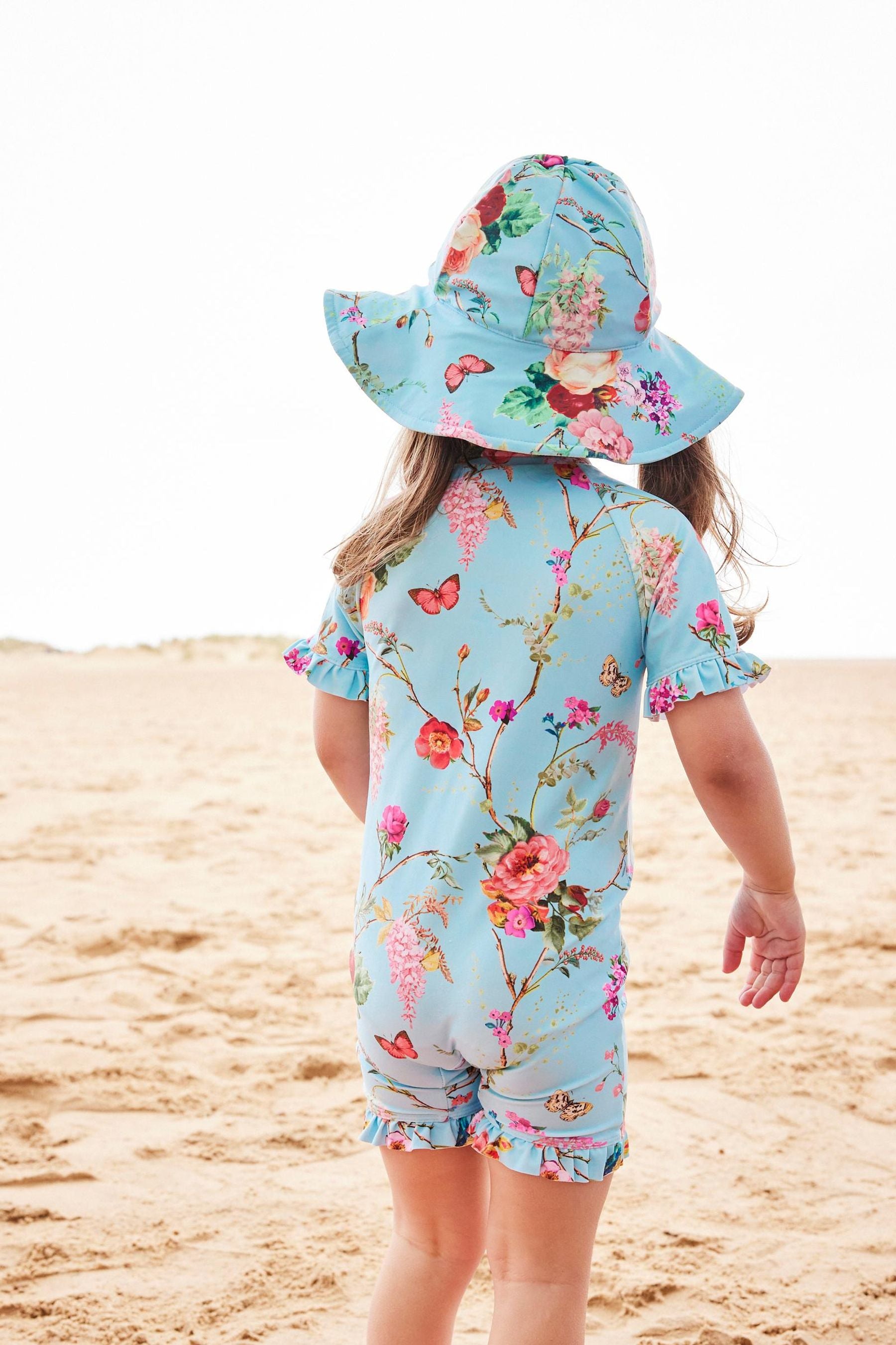 Floral Aqua Sunsafe Swimsuit (3mths-7yrs)