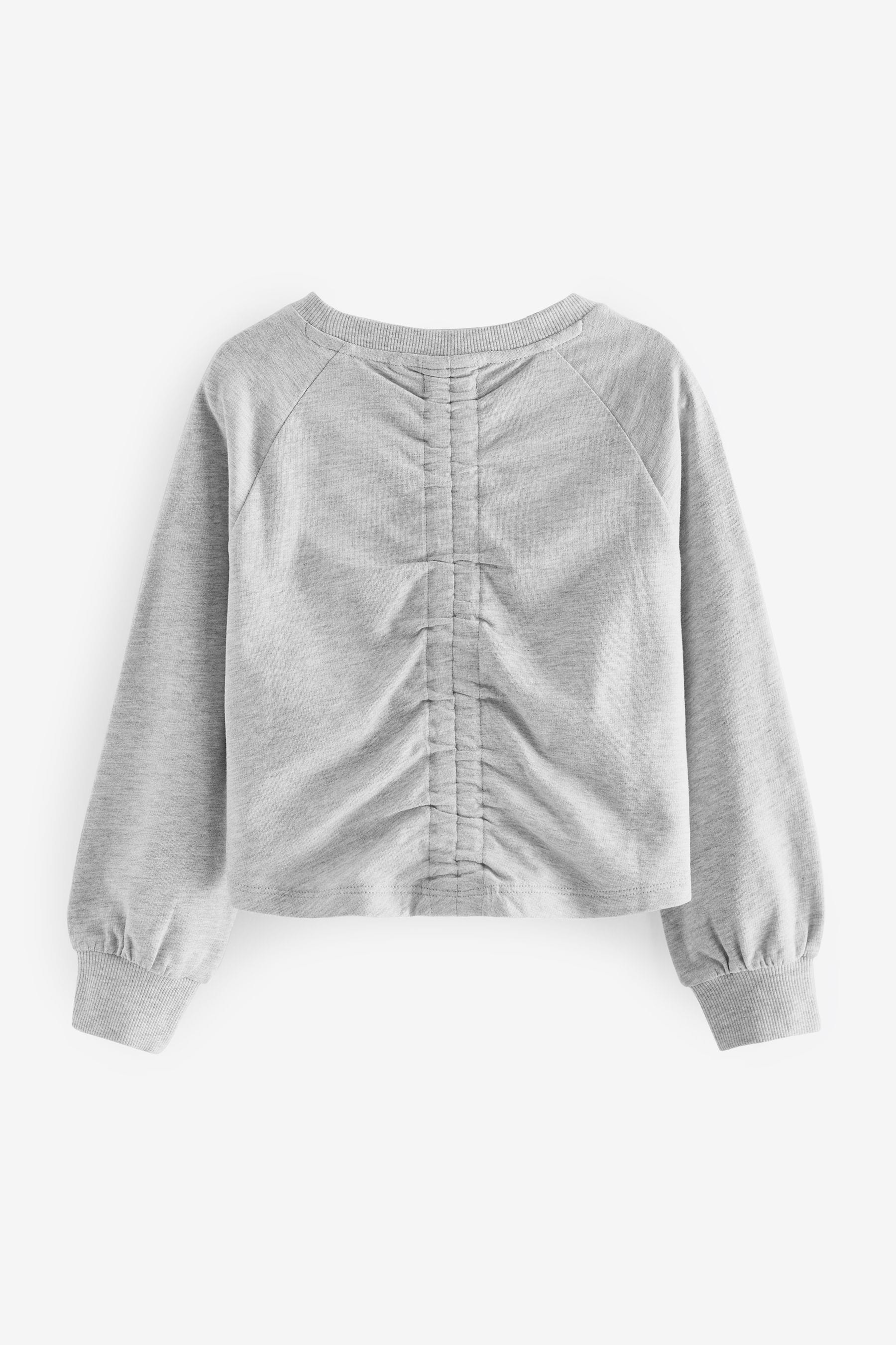 Grey Boxy Ruched Back Long Sleeve Cuffed T-Shirt (3-16yrs)