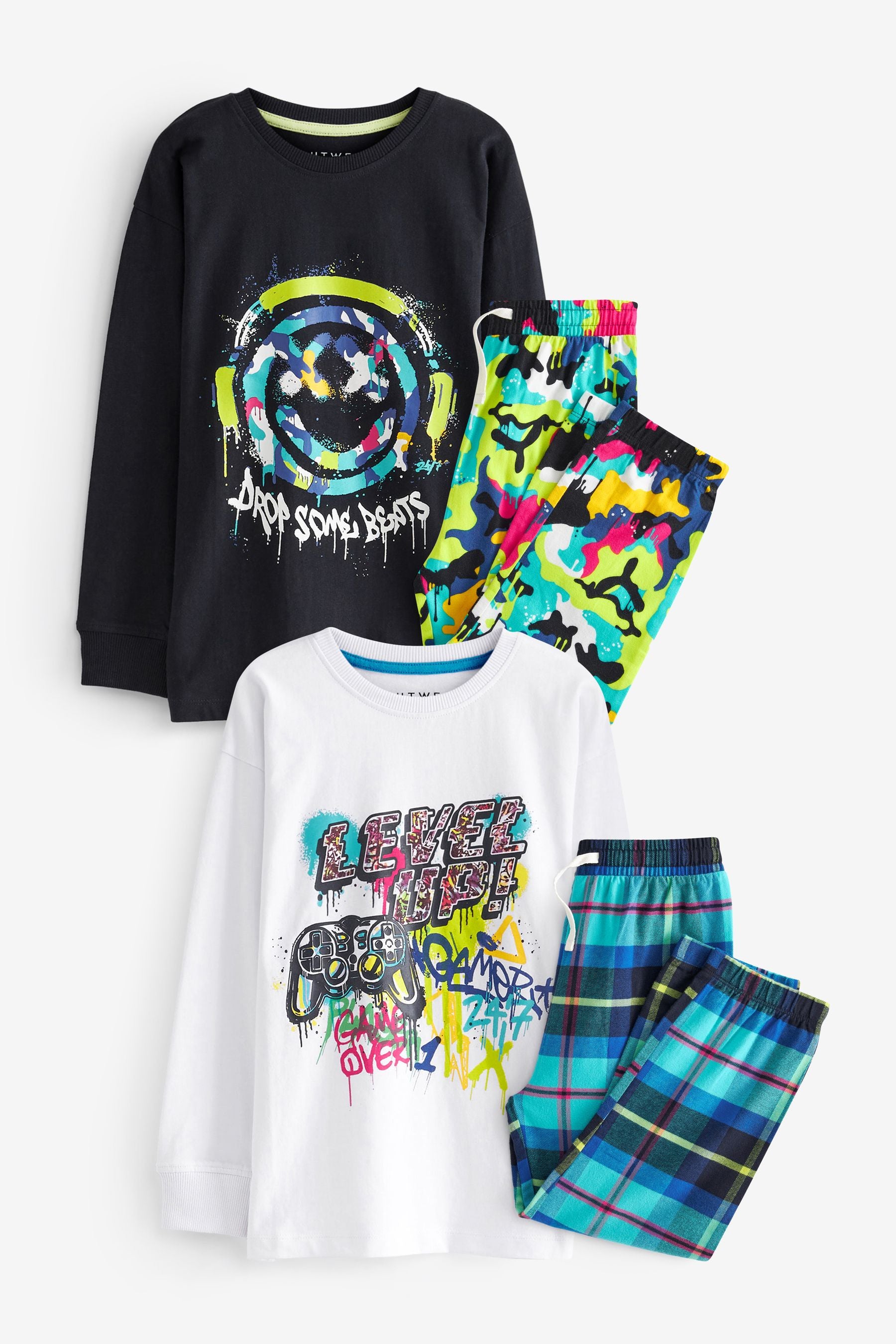 Bright Graffiti Pyjamas 2 Pack (3-16yrs)