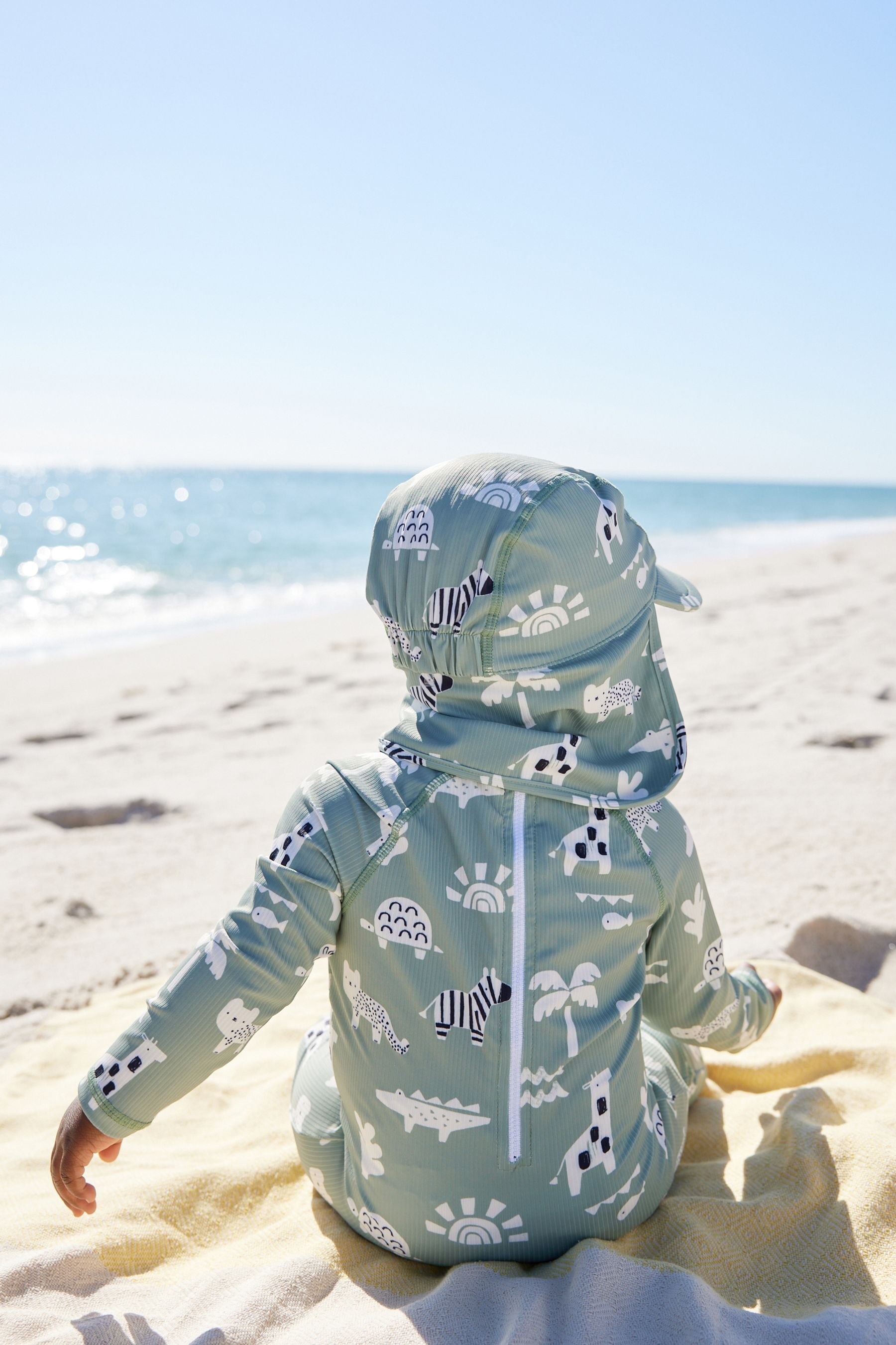 Sage Green Sunsafe Swimsuit & Hat 2 Piece Set (3mths-7yrs)