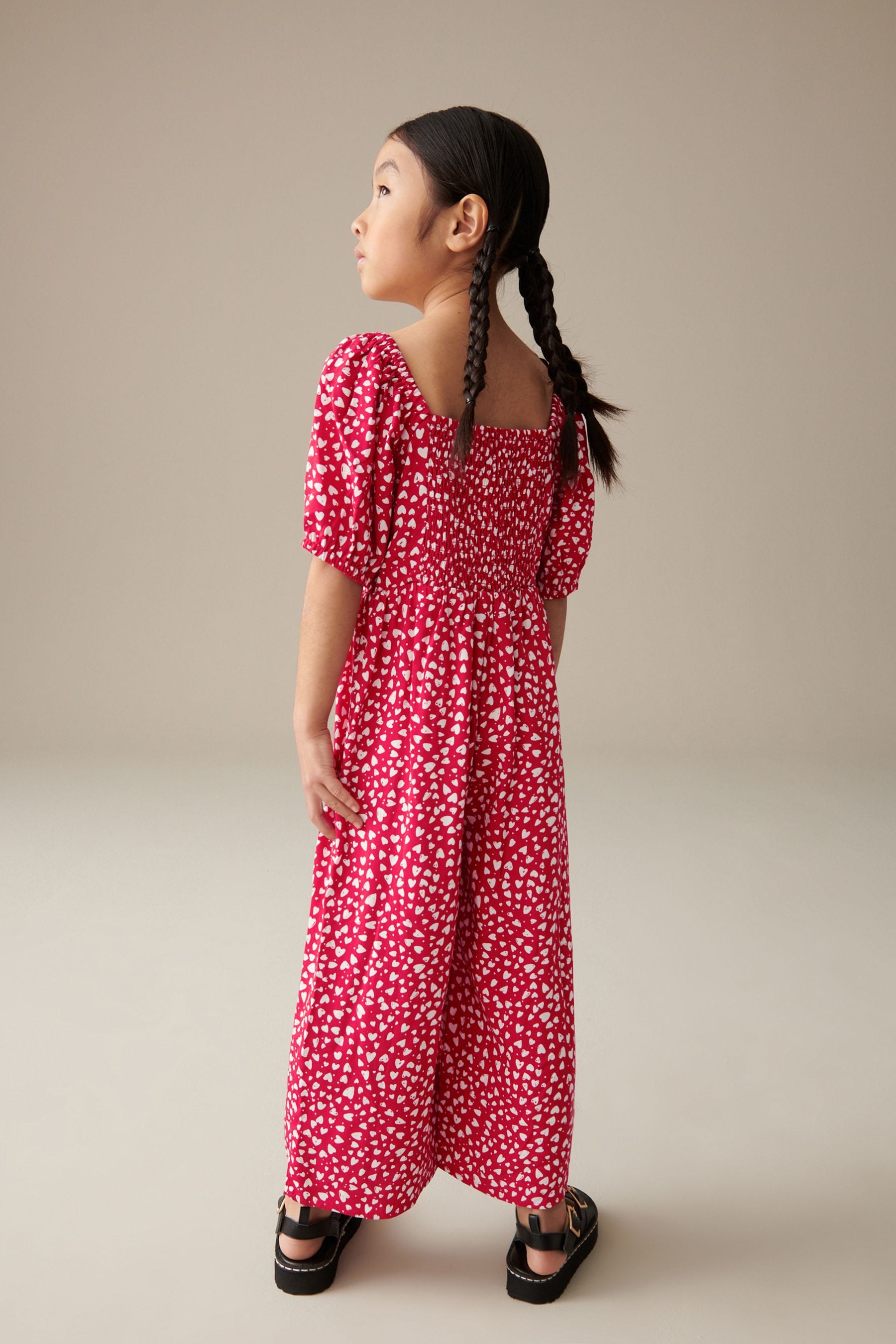 Red Hearts Printed Jumpsuit (3-16yrs)