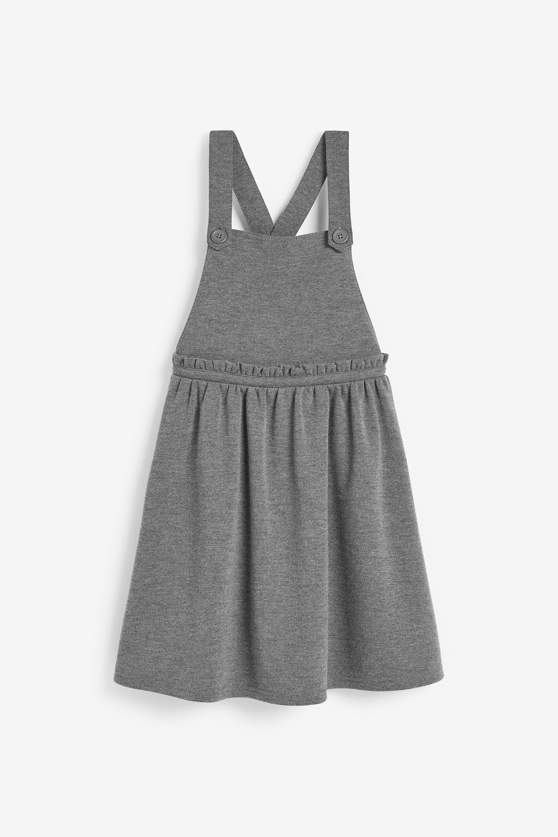 Grey Jersey Stretch Frill Detail School Pinafore (3-14yrs)