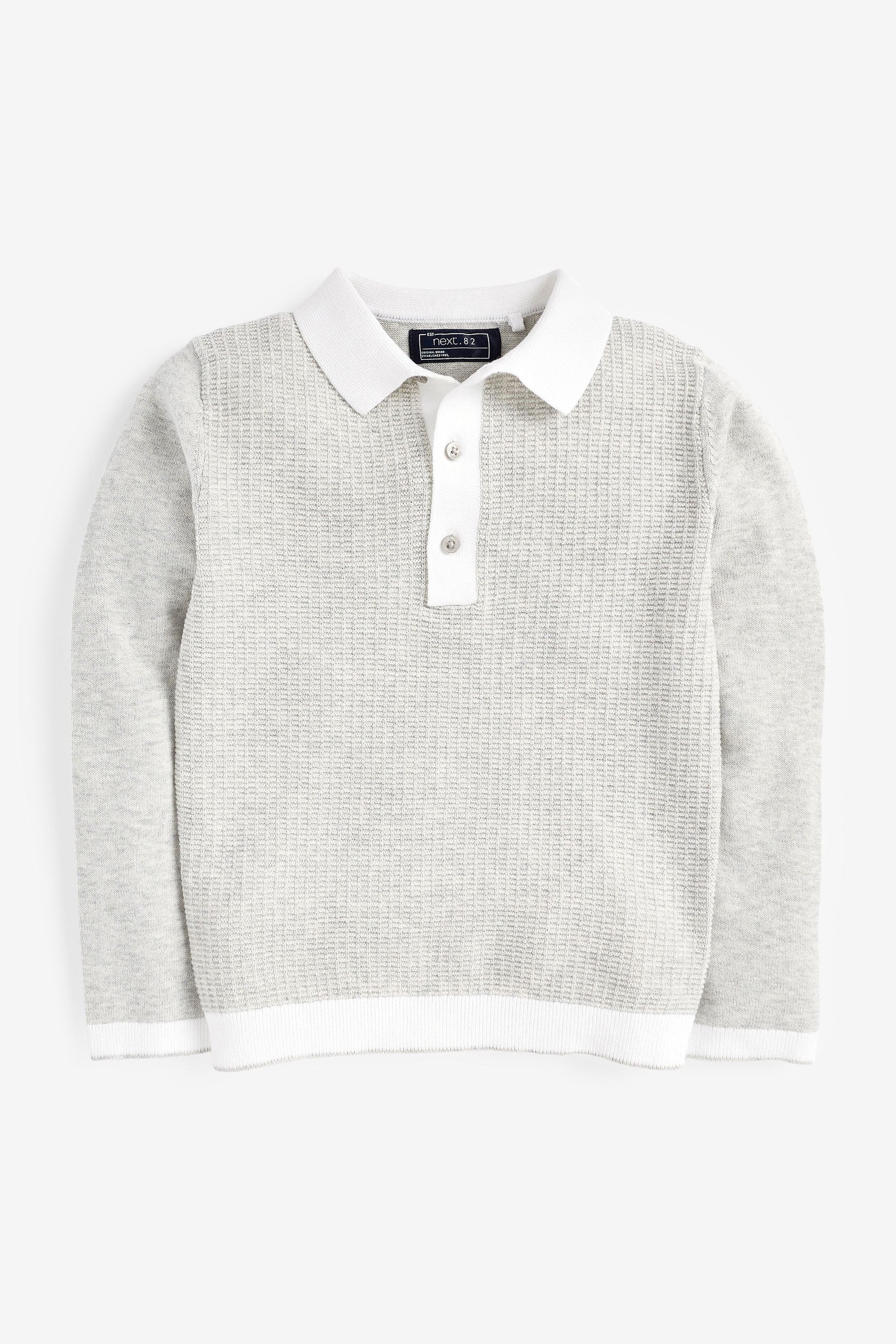 Grey Knitted Textured Polo (3-16yrs)